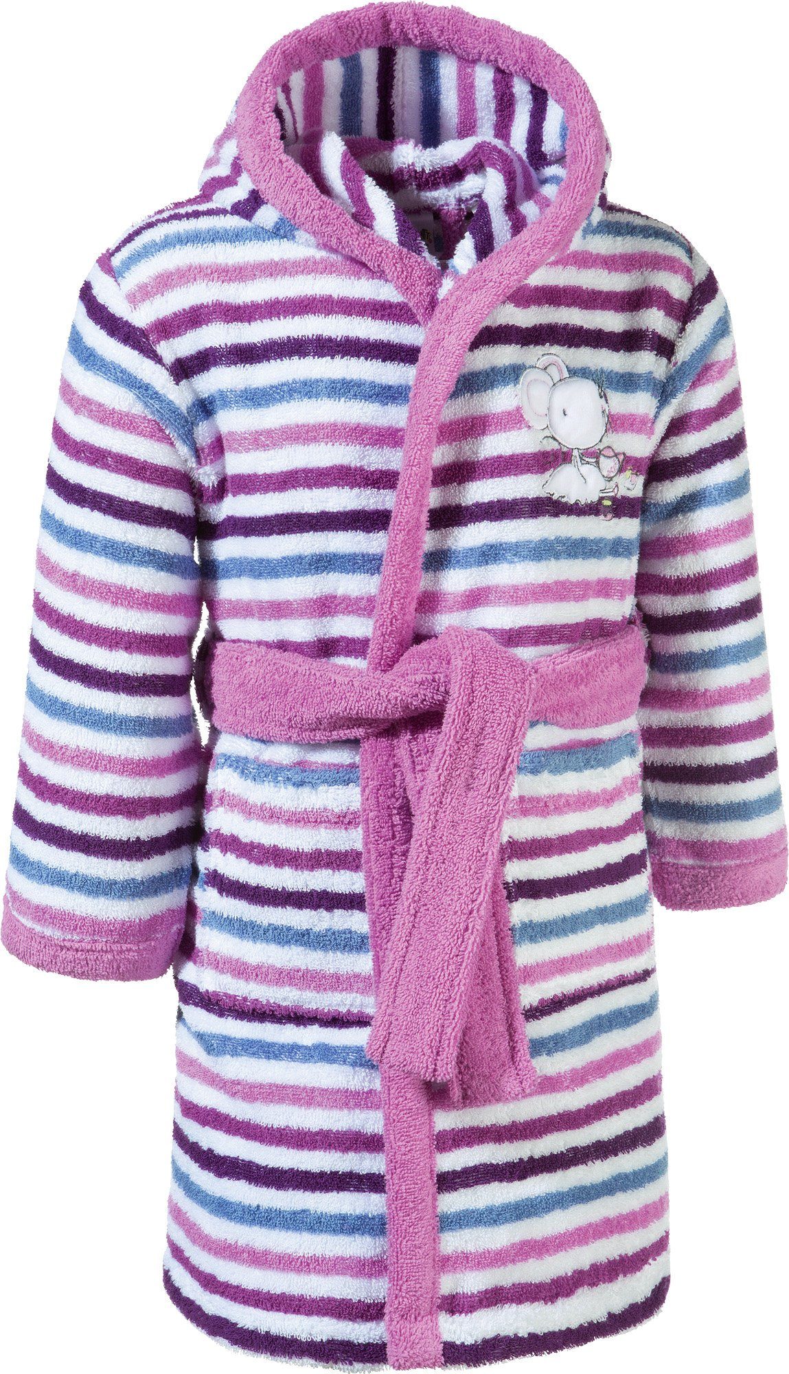 Erwin Müller Kinderbademantel Kinder-Bademantel mit Kapuze, Rückenlänge: 69 cm, Frottier, mit Kapuze, default, Walk-Frottier Streifen