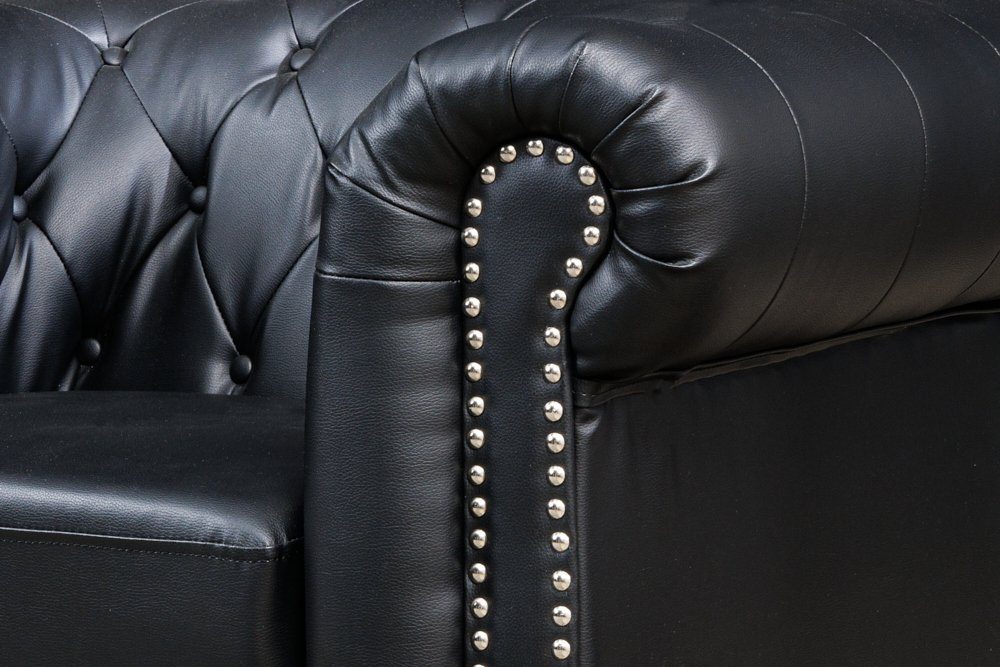 (Einzelartikel, · matt schwarz Knopfheftung Chesterfield-Sessel Design · · riess-ambiente CHESTERFIELD 110cm 1-St), Federkern Kunstleder · Wohnzimmer
