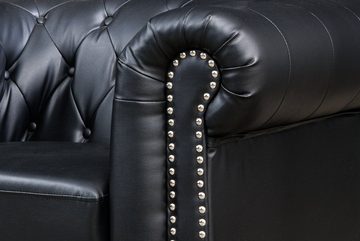 riess-ambiente Chesterfield-Sessel CHESTERFIELD 110cm matt schwarz (Einzelartikel, 1-St), Wohnzimmer · Kunstleder · Federkern · Knopfheftung · Design