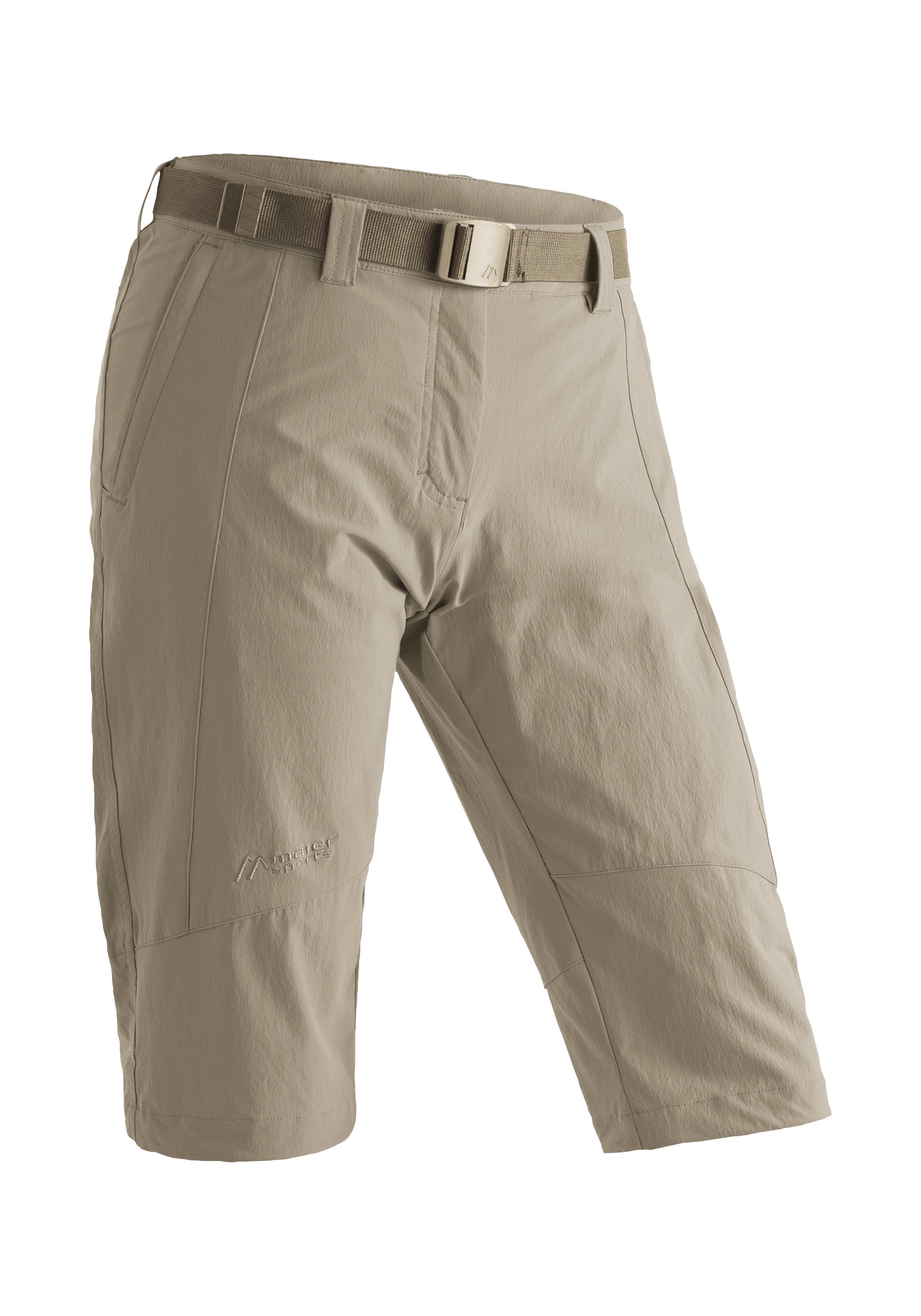 kurze Maier Wanderhose, Damen Caprihose Sports Kluane atmungsaktive dunkelbeige Outdoor-Hose