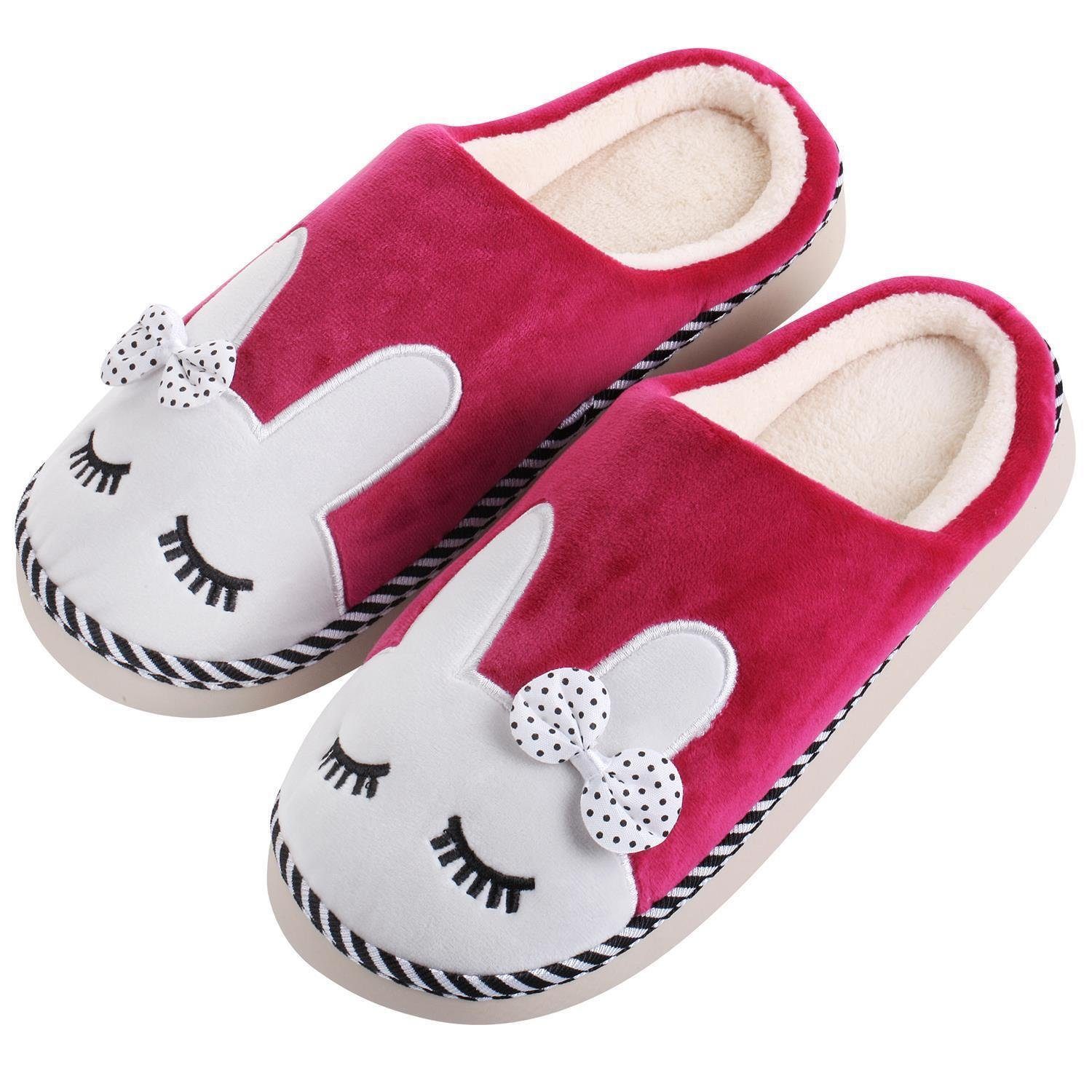 Tier Pantoffeln Gr. 34-41 (Einhorn, Katze, Hase) Plüsch Hausschuhe