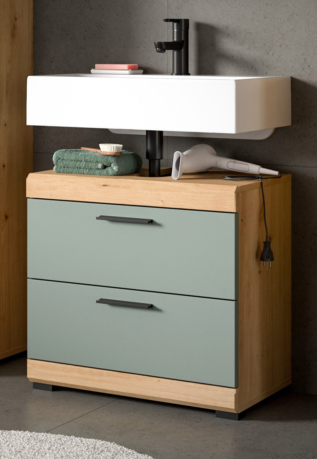 Inn.Furn Waschbeckenunterschrank Shawn (Badschrank in Salbei und Artisan Ei günstig online kaufen