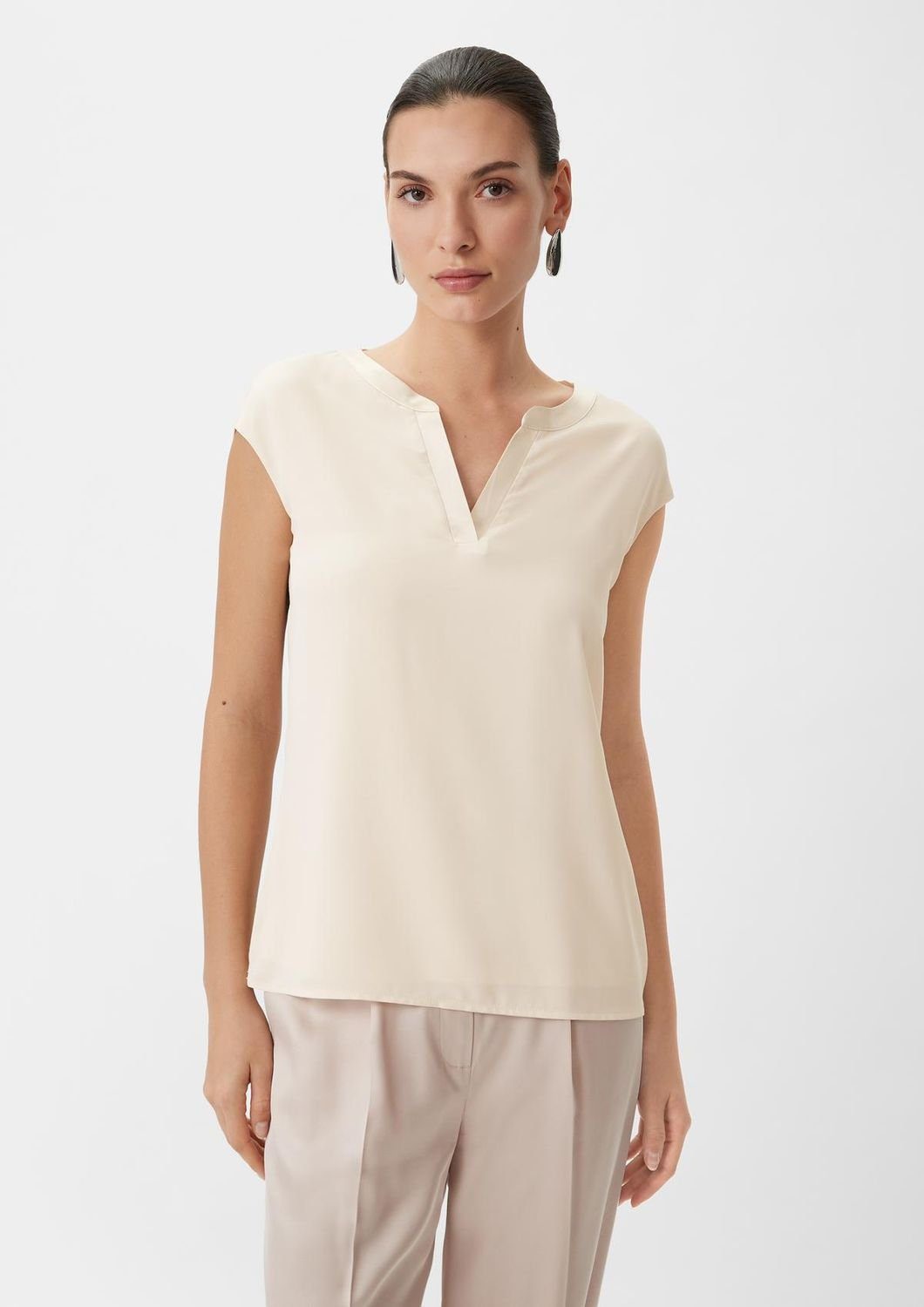 Comma T-Shirt Basic mit Tunika-Ausschnitt