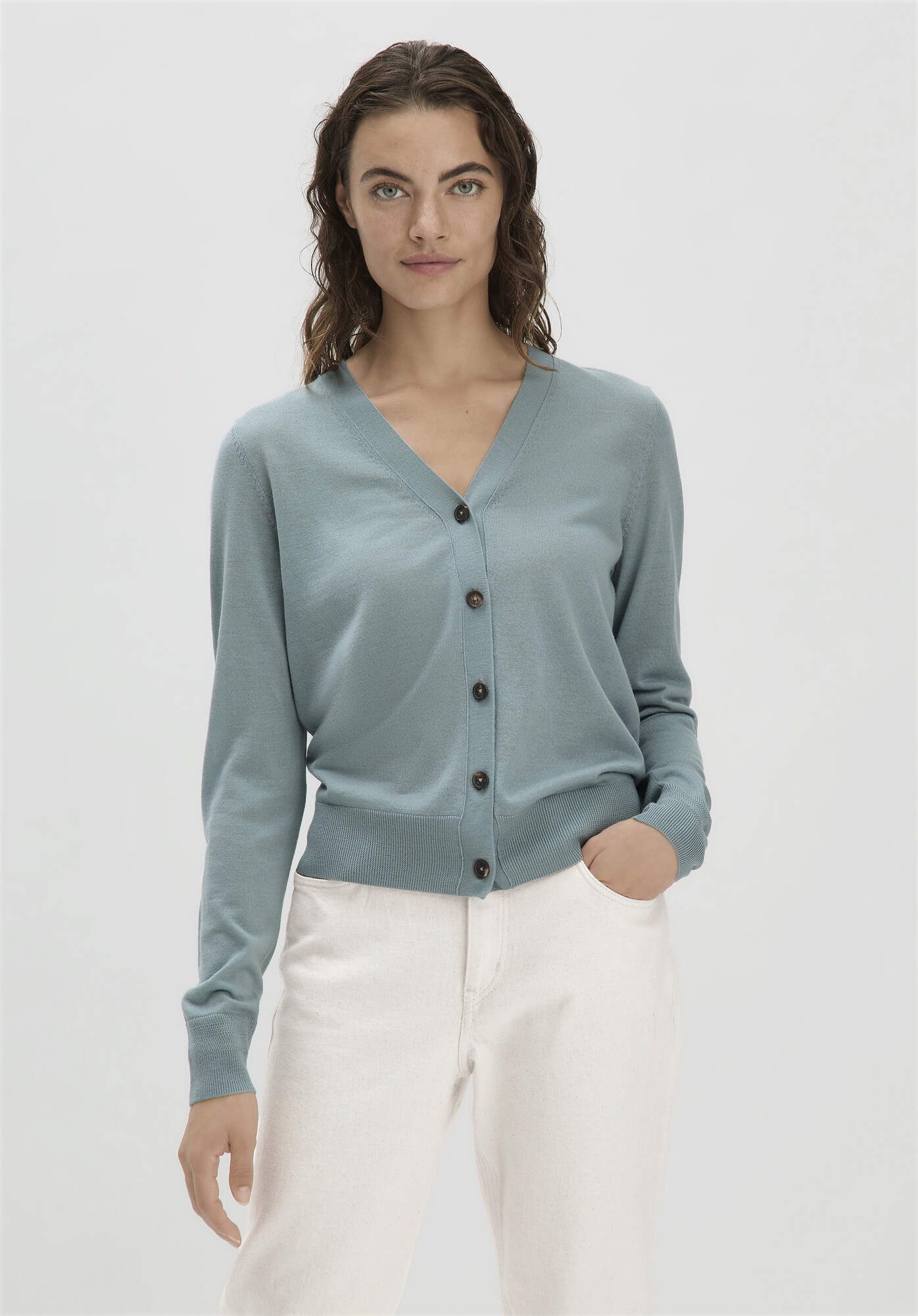 Hessnatur Strickjacke aus reiner Bio-Merinowolle (1-tlg) günstig online kaufen