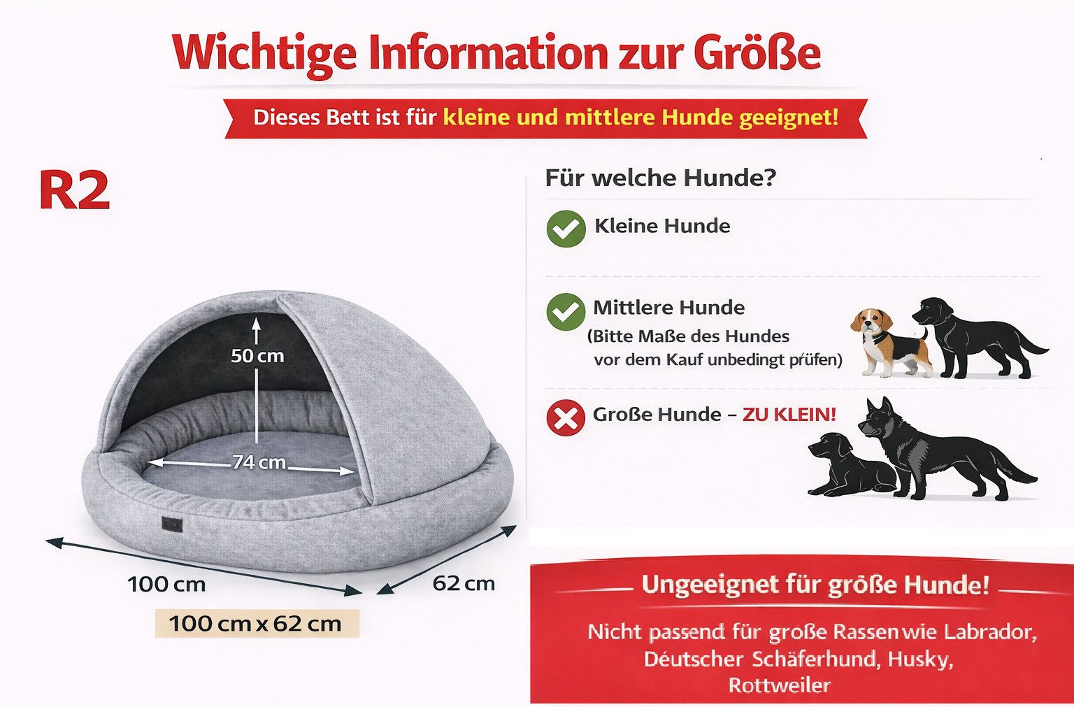 Hobbydog Hundehütte Ramzes 2-in-1 aus Ökoleinen mit herausnehmbarer Matratze, maschinenwaschbarer Bezug, wasserabweisend, 2 Größen