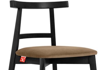 Konsimo Esszimmerstuhl Esstischstühle LILIO Holzstühle Polsterstühle 2 St, hergestellt in der EU, Buchenholzrahmen, schwarzer Rahmen, Vintage