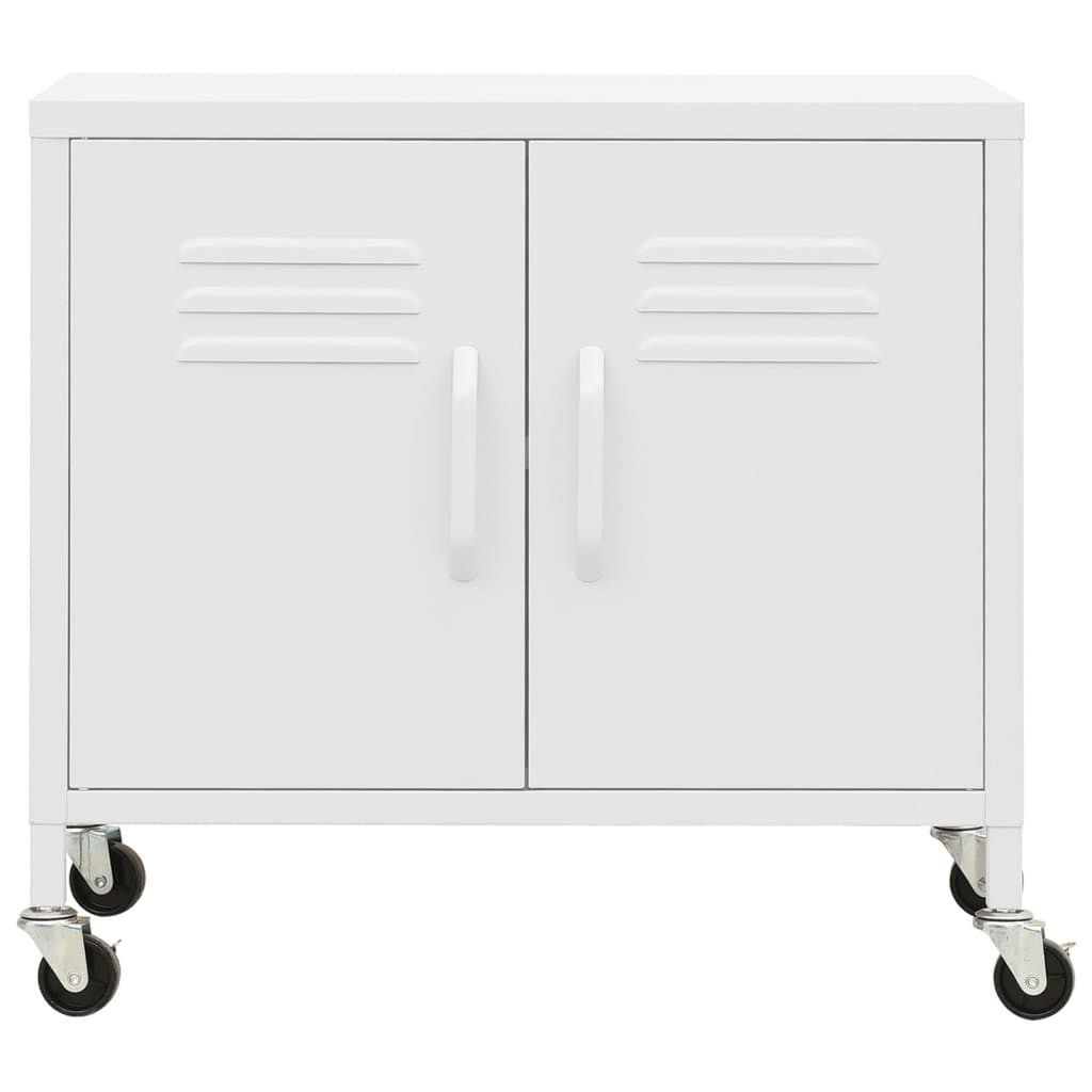 furnicato Container Weißer Stahlschrank 60 x 35 x 56 cm mit Rollen und verstellbarem (1-St)