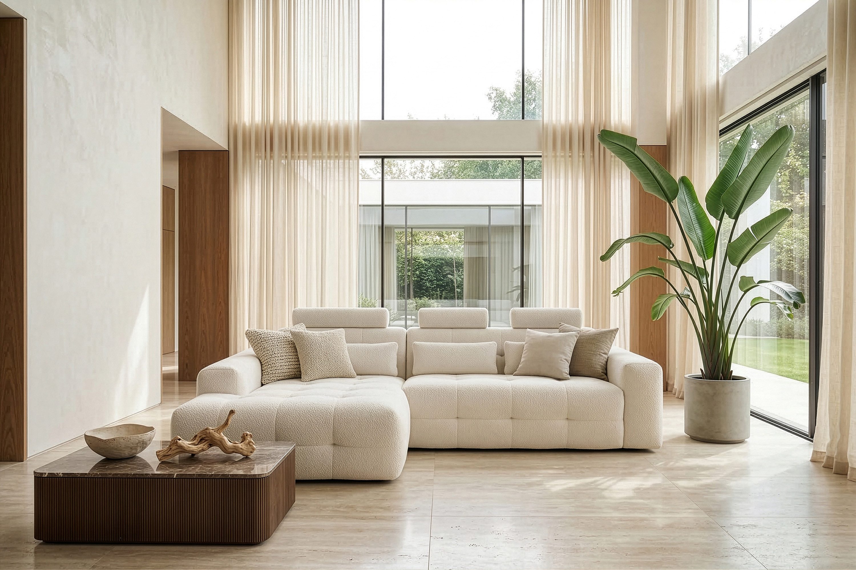 KONSIMO® Ecksofa ALIGRA Eckcouch, L-Form, Modern-Stil, Premiumqualität aus EU, links Ecksofa, inklusive Lendenkissen, mit verstellbaren Kopfstützen, Strukturstoff