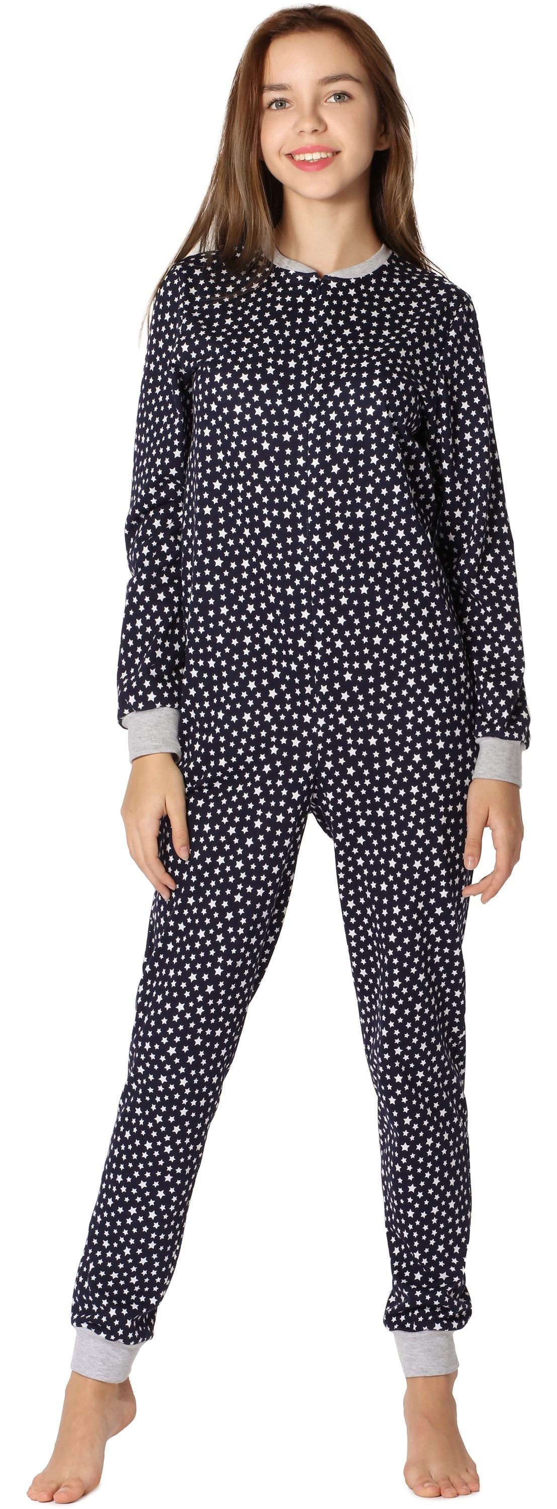 Schlafanzug MS10-235 Schlafoverall Schlafanzug Merry Mädchen Jugend Marineblau/Sterne Style