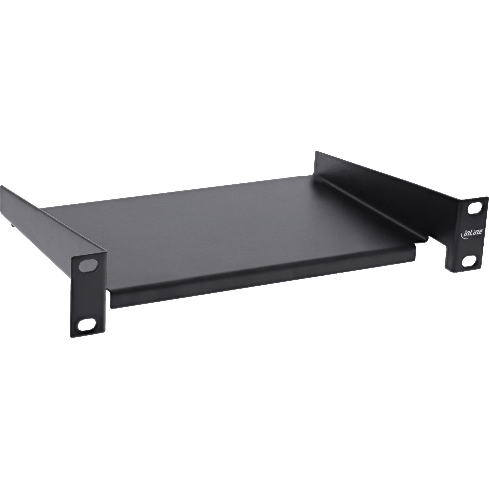InLine® 10" Fachboden, 160mm, 10kg, 1HE, RAL 9005 schwarz Netzwerk-Patch-Panel
