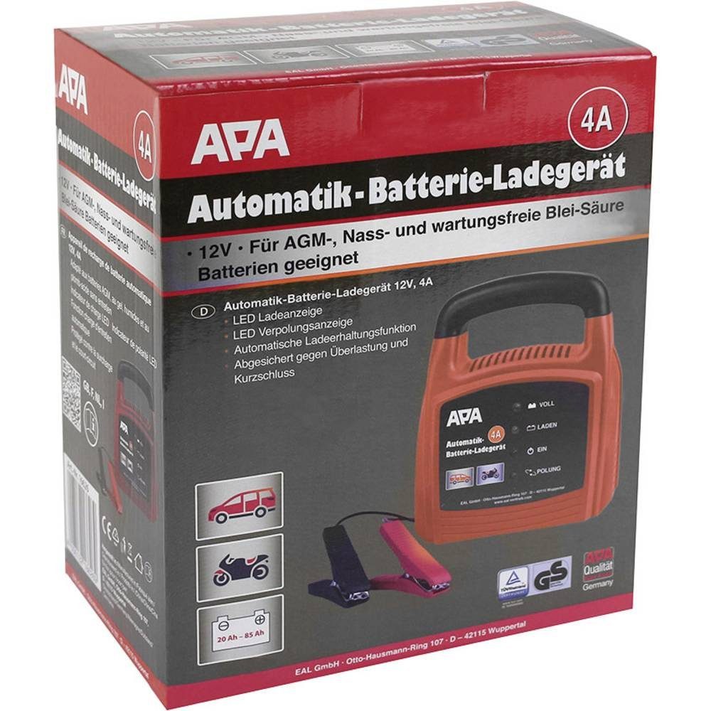 APA Automatik-Batterie-Ladegerät 12 V, 4 A 16626 Autobatterie-Ladegerät (Ladungserhaltung)