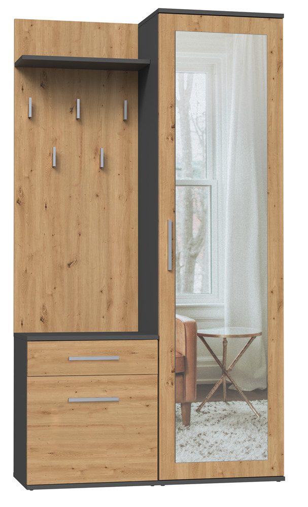 Beautysofa Kompaktgarderobe mit Schublade und Kleiderstange günstig online kaufen
