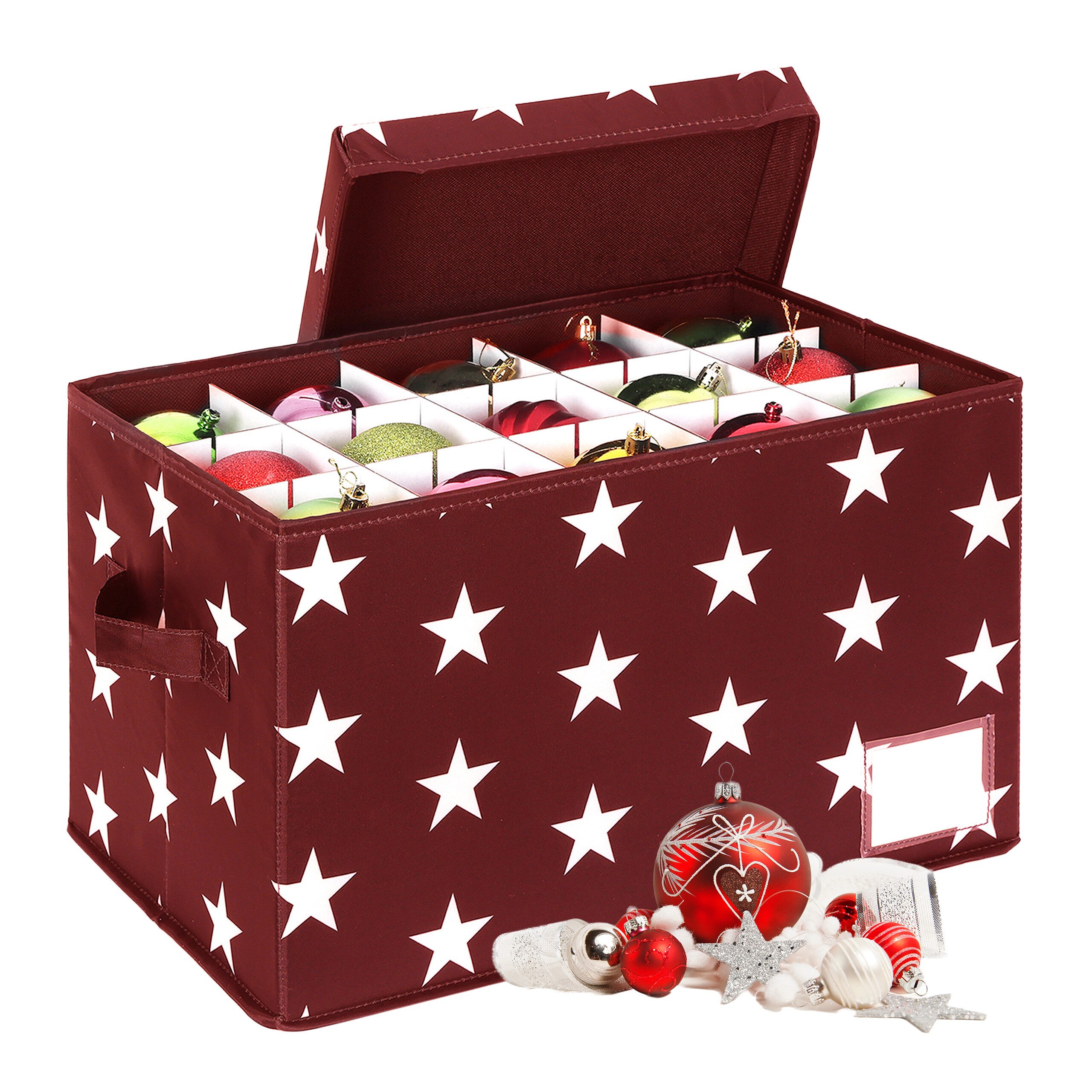 relaxdays Aufbewahrungsbox Weihnachtskugel Aufbewahrungsbox, rot günstig online kaufen
