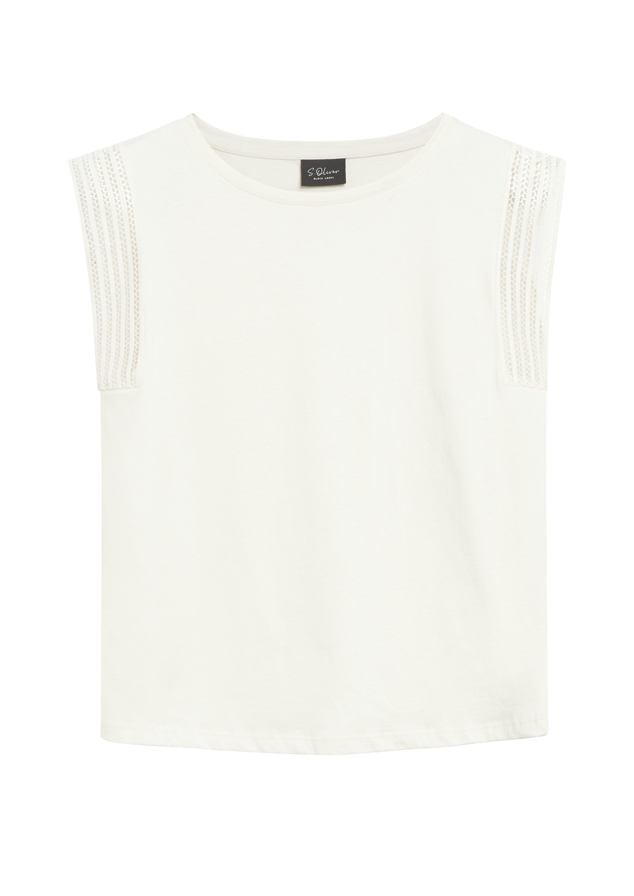 s.Oliver Muskelshirt T-Shirt Ärmelloses Jersey-T-Shirt mit Spitze