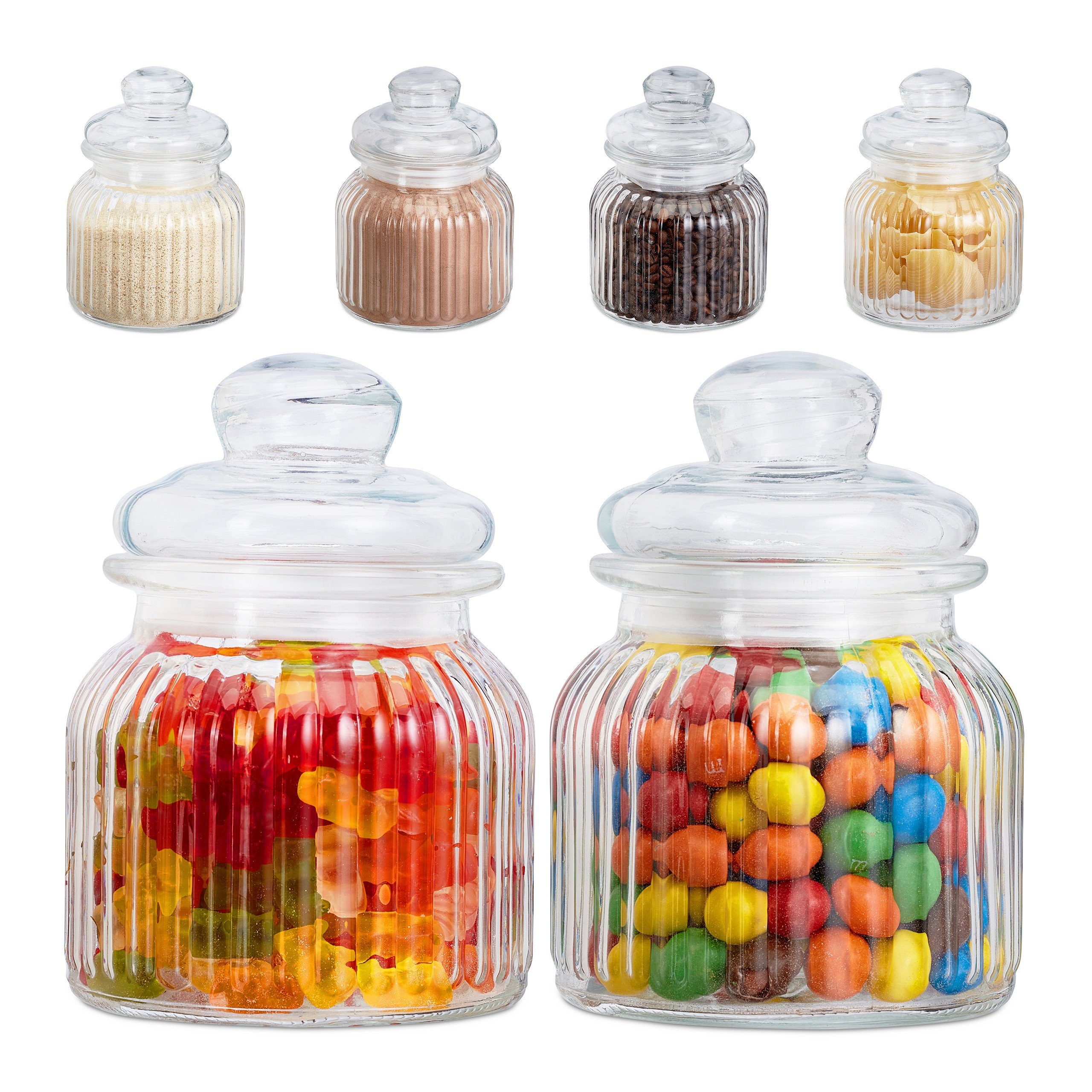 relaxdays Vorratsglas Vorratsgläser 6er Set 700 ml, Glas, (6-tlg)