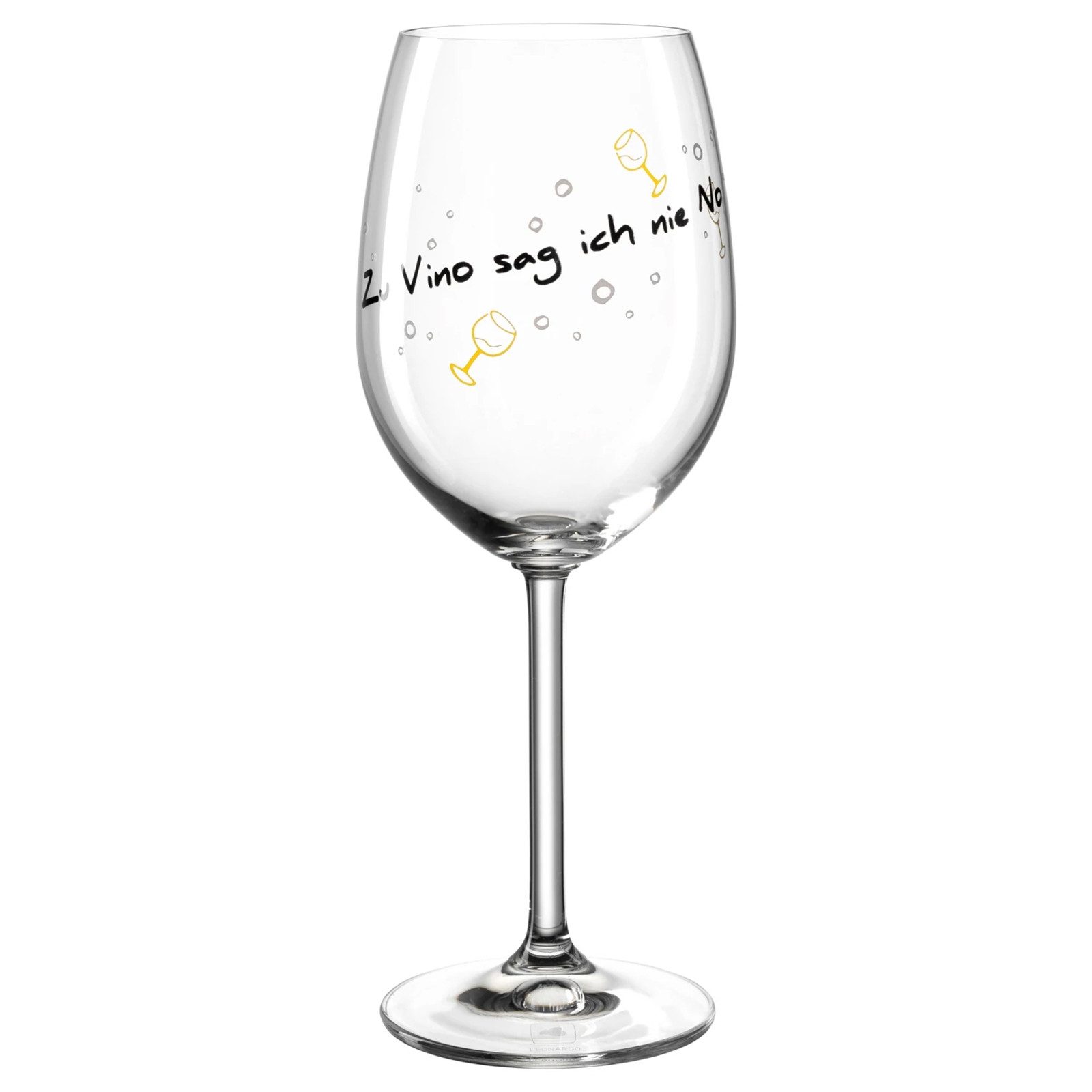 LEONARDO Rotweinglas Weinglas 460 ml 'Zu Vino sag ich nie No' PRESENTE, 1-tlg., Glas, Rotweinglas Weißweinglas