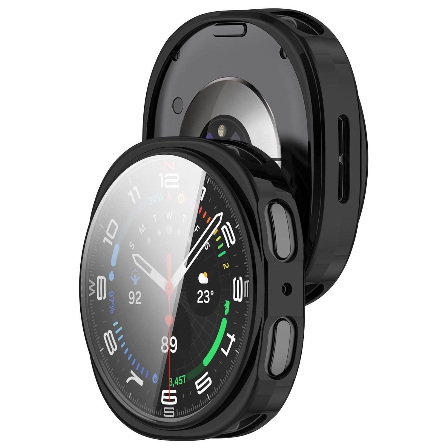 Wigento Smartwatch-Hülle TPU für Samsung Galaxy Watch 9 8 44mm Electroplated Full Cover Schwarz, Full TPU Schutzhülle, nahtlose Passform