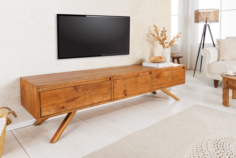 riess-ambiente Lowboard FINCA 180cm vintage braun · TV-Schrank aus recyceltem Pinienholz (Einzelartikel, 1 St), Massivholz · 3 Schubladen · stehend · Wohnzimmer · Landhausstil