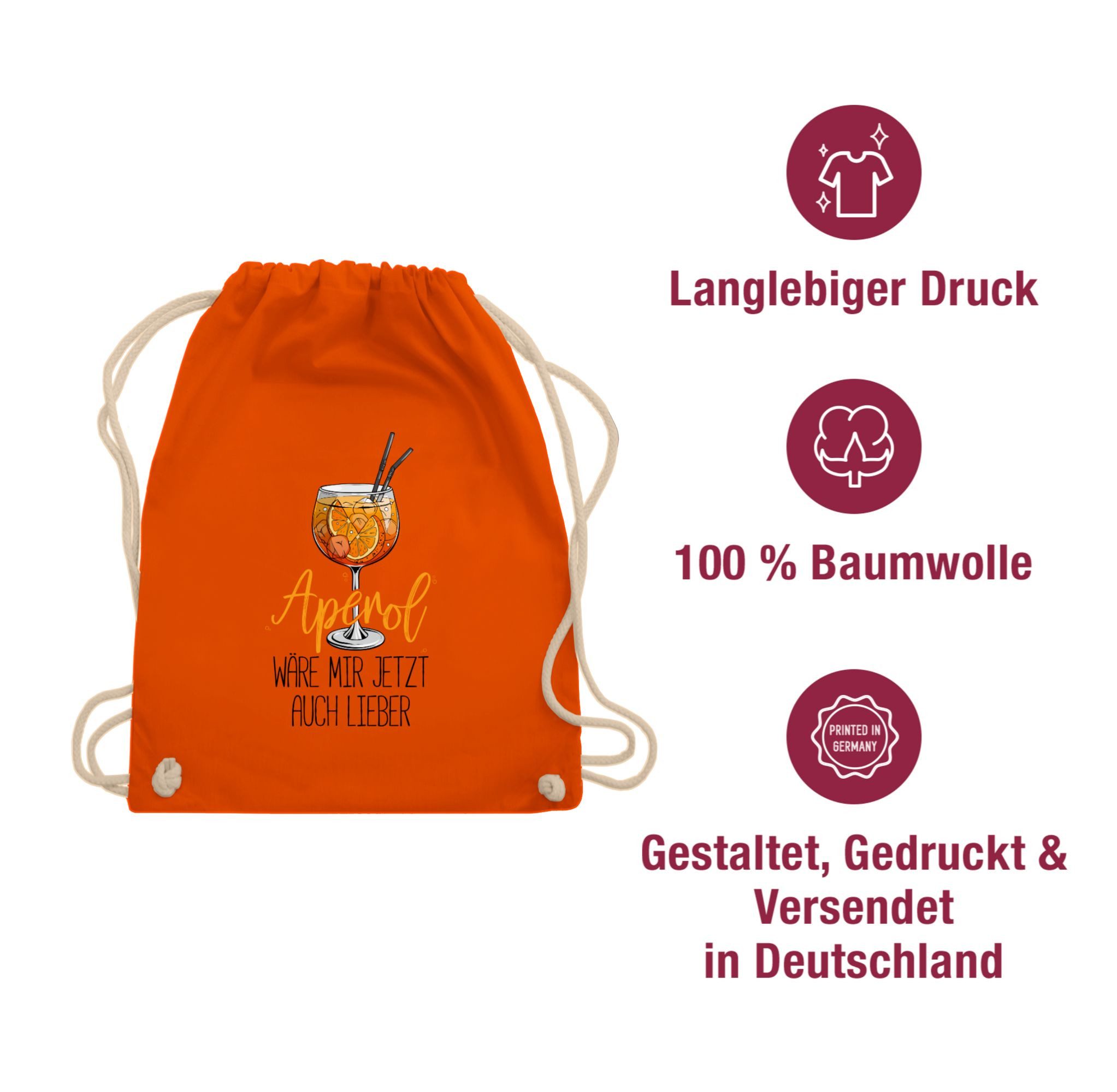 Shirtracer Turnbeutel Aperol wäre mir jetzt auch lieber I Lustige Geschenke Aperol Spritz, Statement