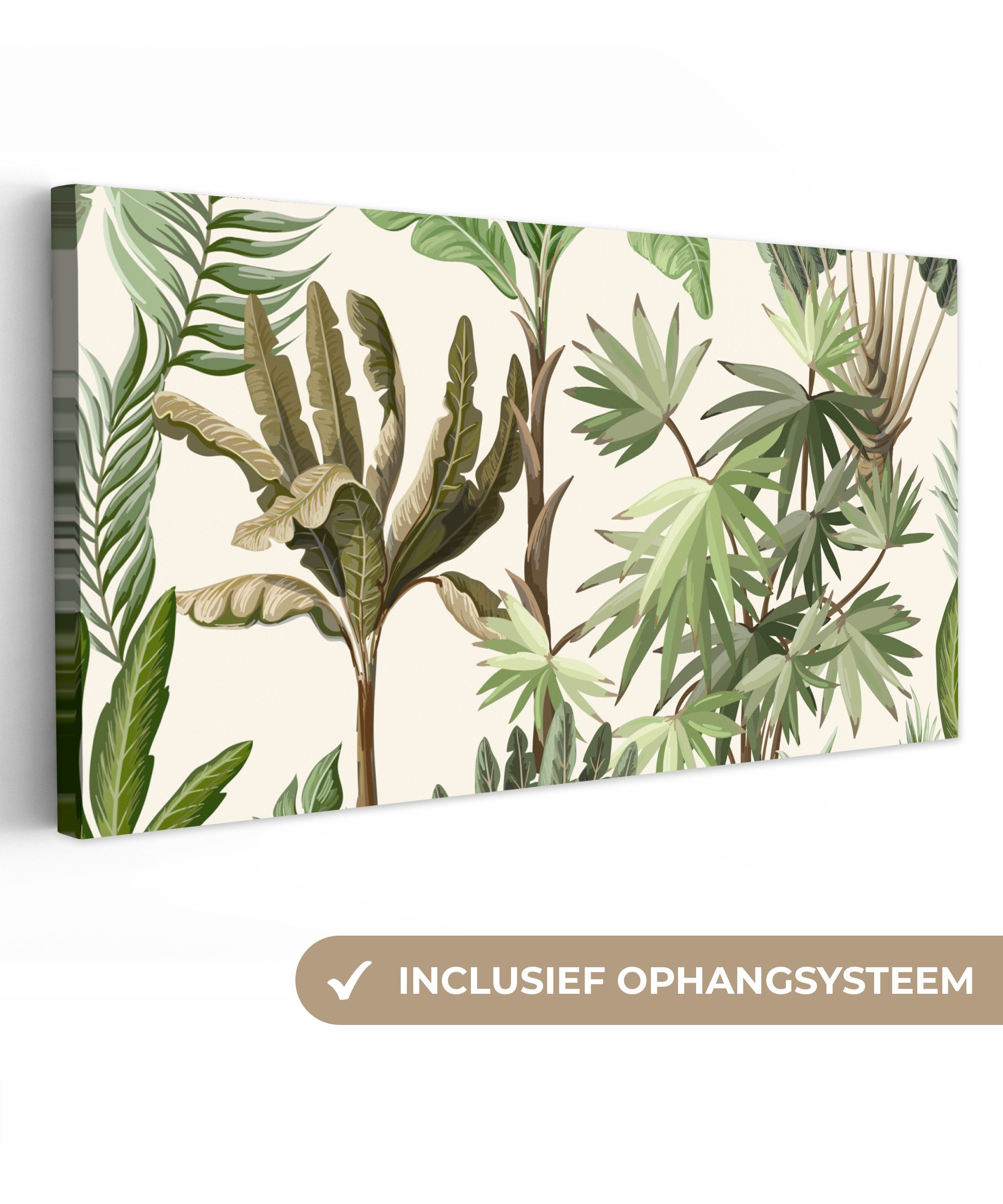 OneMillionCanvasses® Leinwandbild Panorama Dschungel - Palme - Bananenstaude - Kinder - Natur - Pflanzen, Fotodruck (1 St), Wandbild, Deko Schlafzimmer Wohnzimmer Flur 40x20 cm