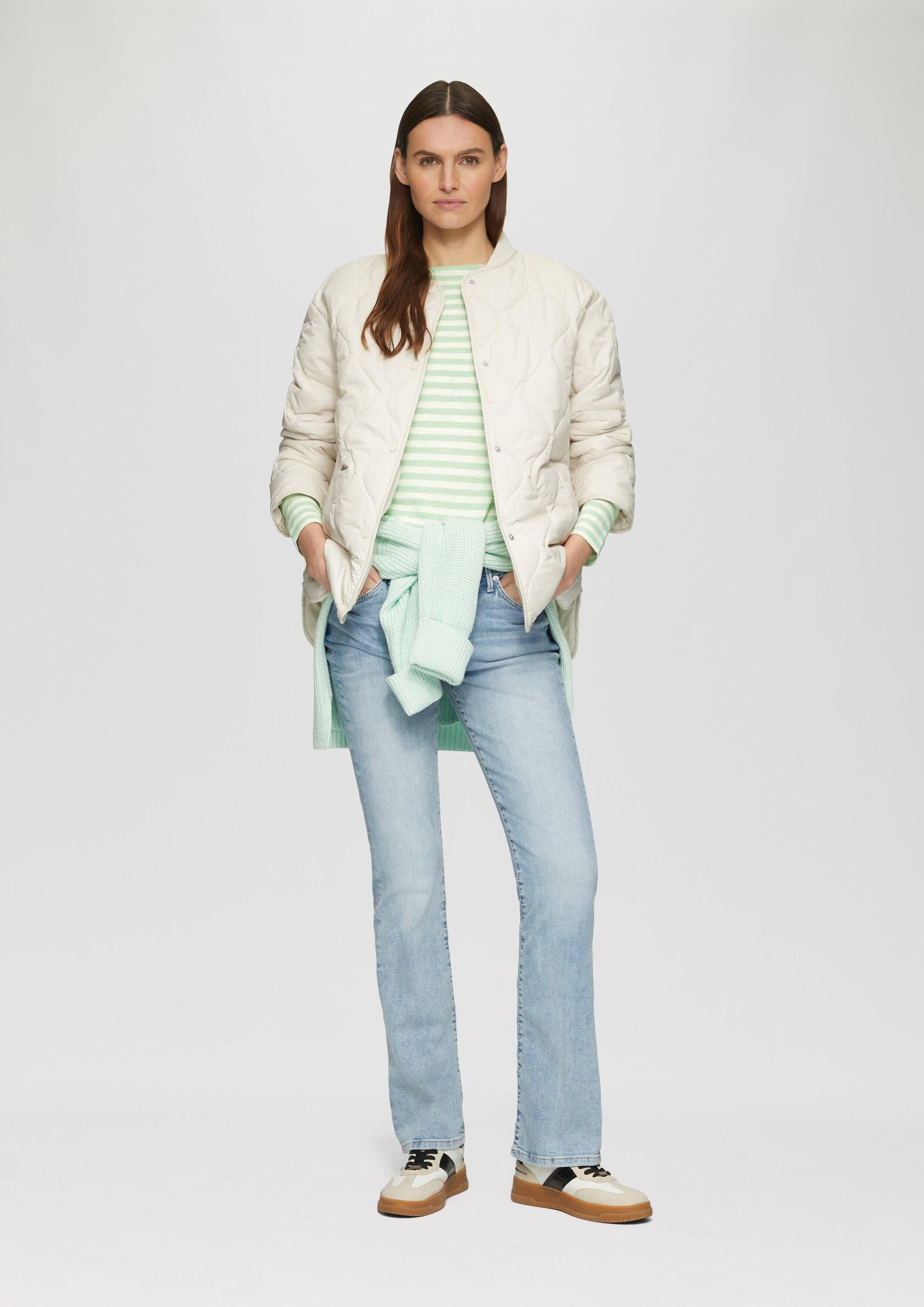 s.Oliver Langarmshirt T-Shirt SLAM Geringeltes Langarmshirt aus Flammgarn mit U-Boot-Ausschnitt