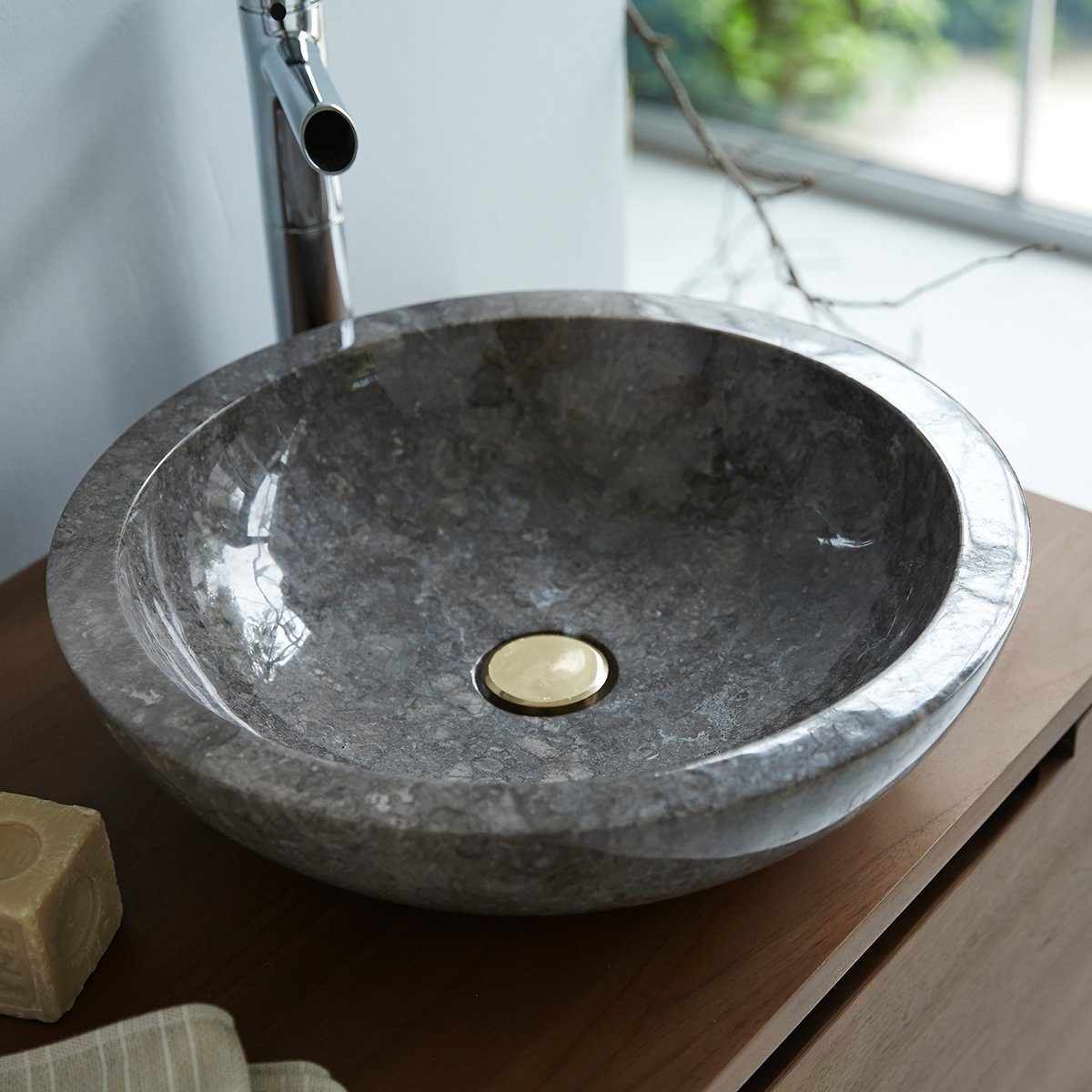 Tikamoon Waschbecken »Waschbecken aus grauem Marmor Calypso grey« online  kaufen | OTTO