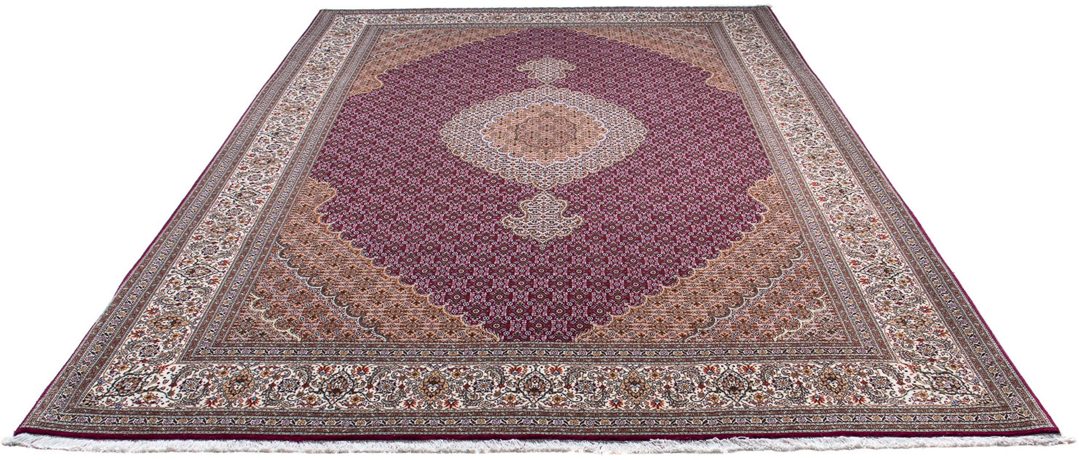 Orientteppich Perser - Täbriz - 306 x 205 cm - lila, morgenland, rechteckig, Höhe: 10 mm, Wohnzimmer, Handgeknüpft, Einzelstück mit Zertifikat