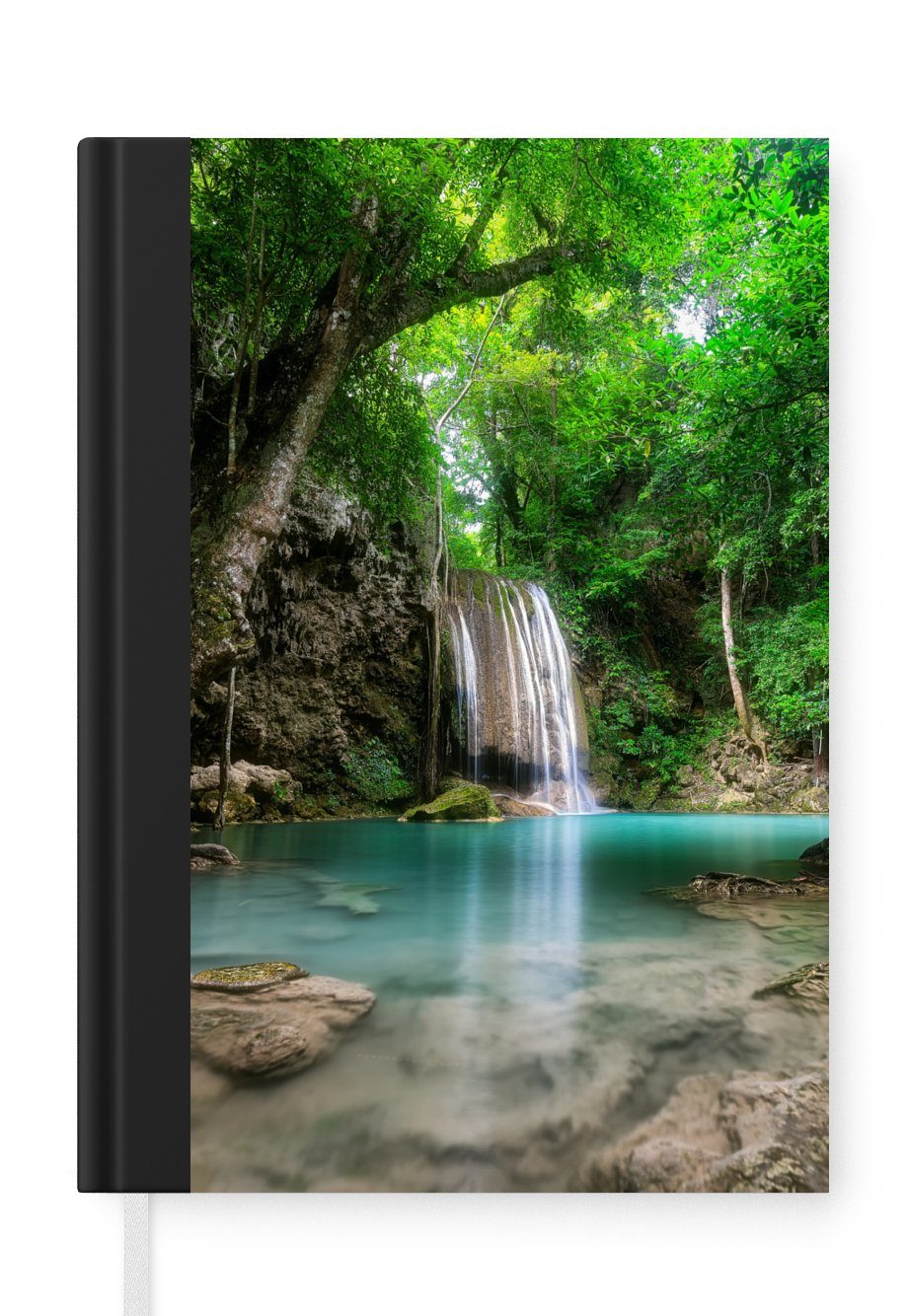 MuchoWow Notizbuch Dschungel - Wasserfall - Pflanzen - Wasser - Natur, Journal, Merkzettel, Tagebuch, Notizheft, A5, 98 Seiten, Haushaltsbuch