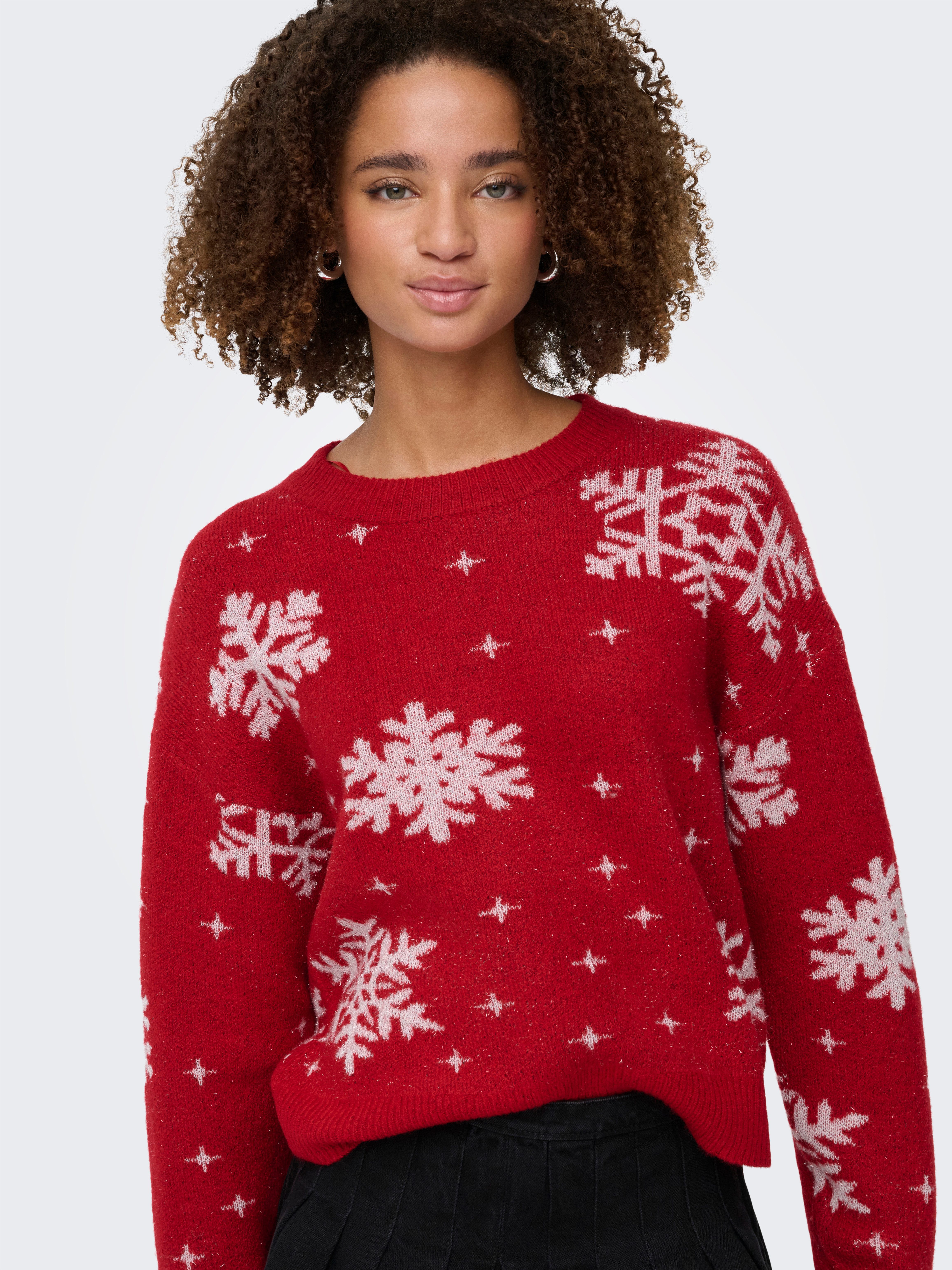ONLY Weihnachtspullover ONLXMAS ROLFA LS ONECK SNOWFLAKES KNT
