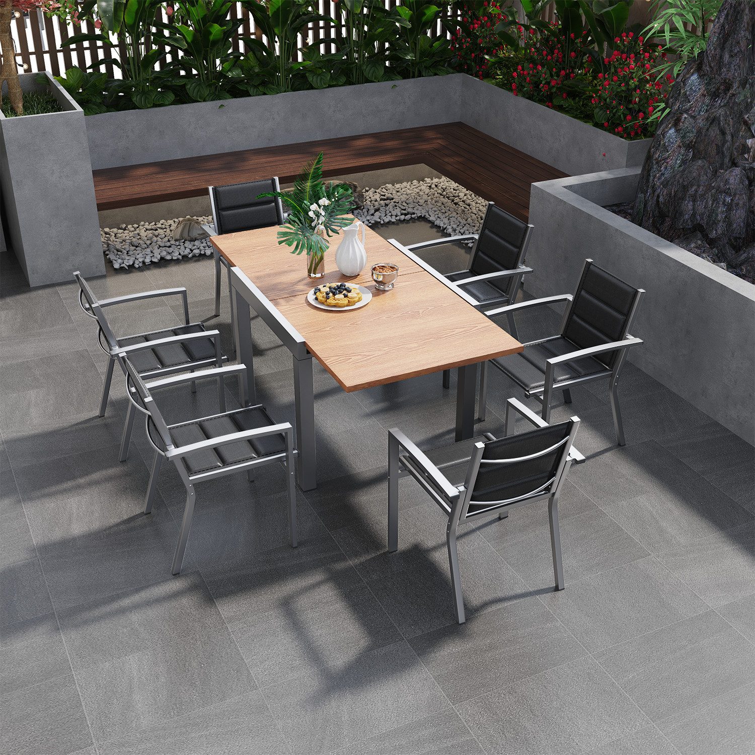 GUNJI Gartentisch Aluminium-Teleskoptisch, 80/160, 160/260cm, wasserdicht günstig online kaufen