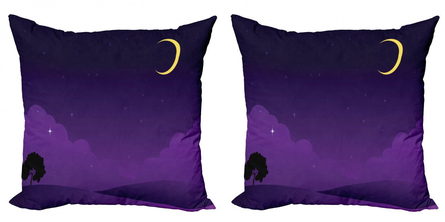 Mond mit Dunkelviolett Abakuhaus Einbruch Nacht Accent Kissenbezüge (2 Digitaldruck, der Stück), Modern Doppelseitiger dem