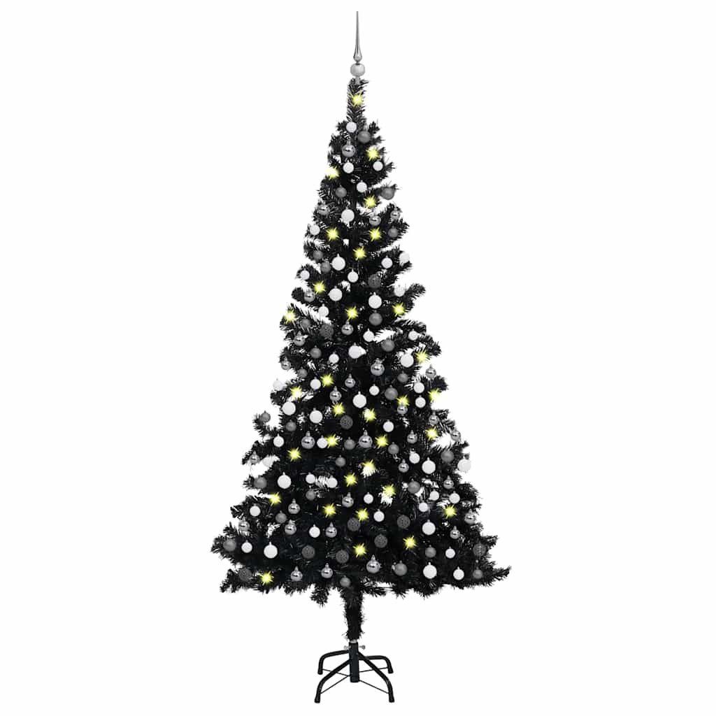 vidaXL Weihnachtsfigur Künstlicher Weihnachtsbaum Beleuchtung & Kugeln Schwarz 210 cm (1 St)