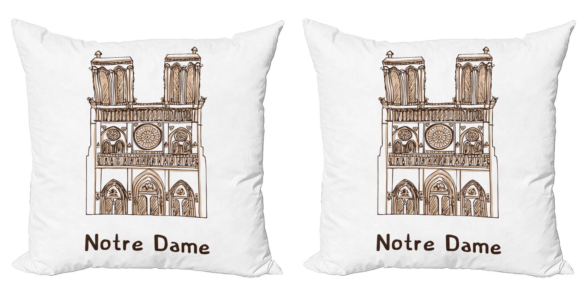 Kissenbezüge Modern Accent Doppelseitiger Digitaldruck, Abakuhaus (2 Stück), Notre Dame De Paris Landschaftskunst