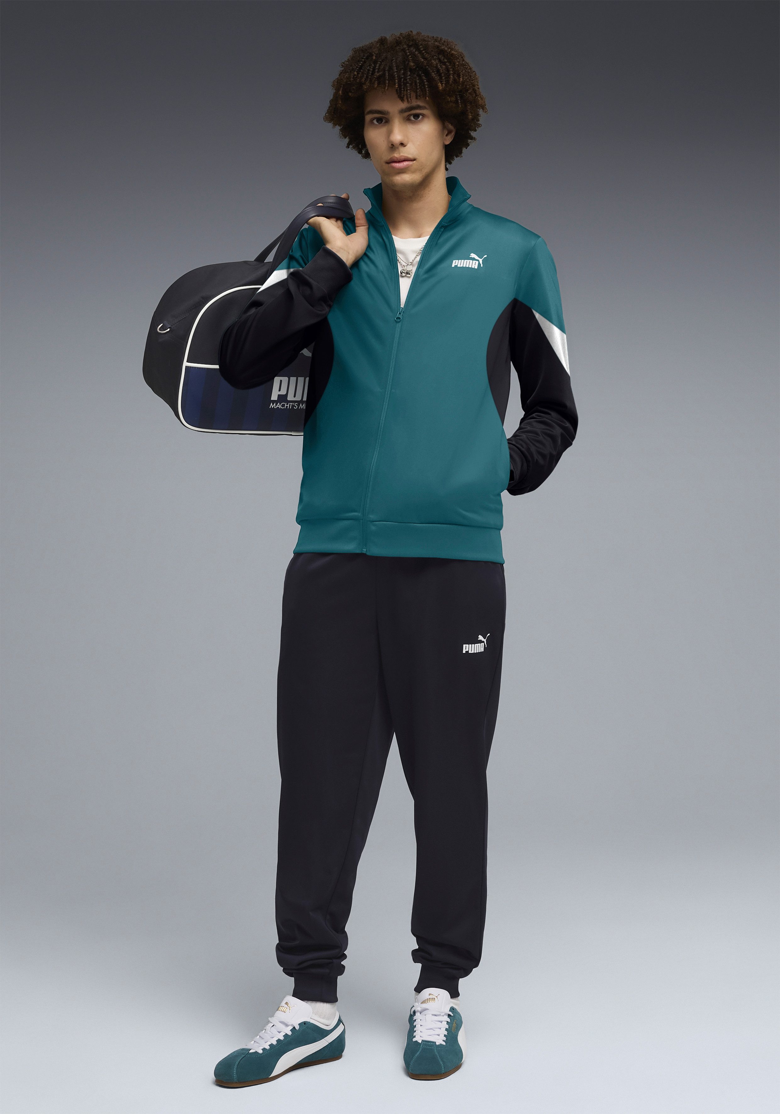 PUMA Trainingsanzug ESS BLOCK POLY SUIT (2-tlg), für entspannte Tage, für vielseitige Aktivitäten