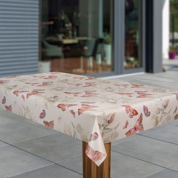 laro Tischdecke Wachstuch-Tischdecken Abwaschbar Schmetterling rot braun rechteckig