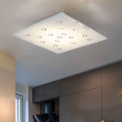 EGLO LED Deckenleuchte, LED-Leuchtmittel fest verbaut, Warmweiß, Deckenlampe Deckenleuchte Küchenlampe Glassteine klar Flurlampe LED