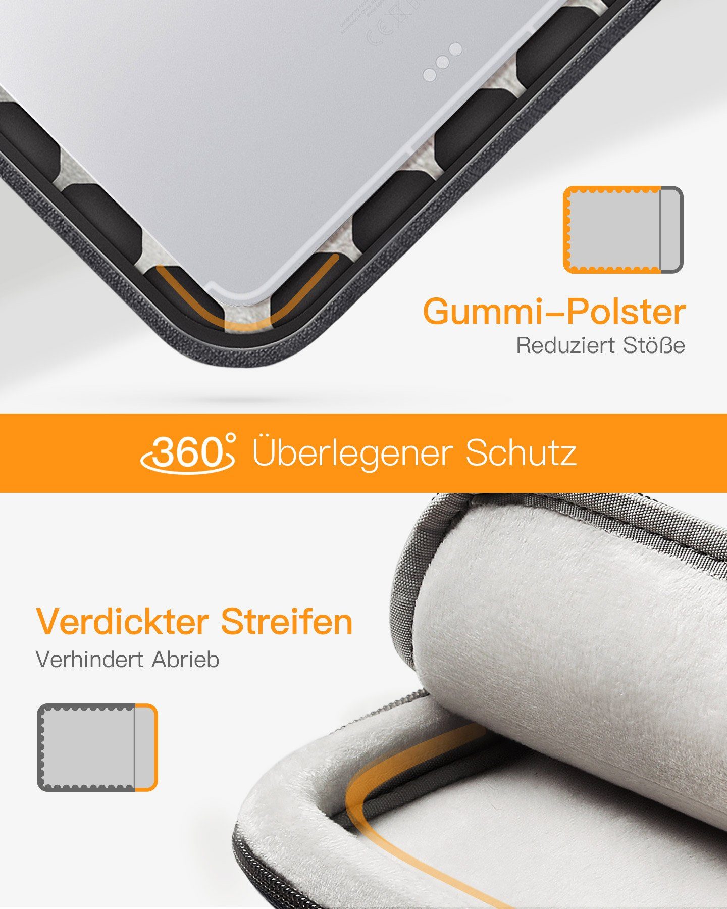 Inateck Laptop-Hülle 360° Rundumschutz Laptoptasche für 16 Zoll MacBook Pro