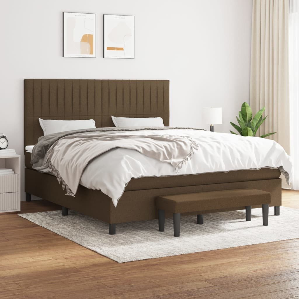 vidaXL Boxspringbett, Boxspringbett mit Matratze Dunkelbraun 160x200 cm Sto günstig online kaufen