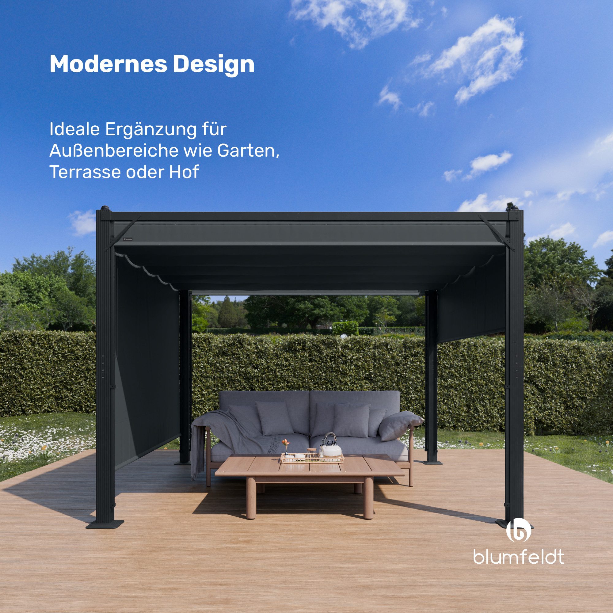 blumfeldt Pavillon Pantheon Cortina, (Set), Gartenpavillon Outdoor Garten mit 4 Seiten Aluminium 227x300x300 cm