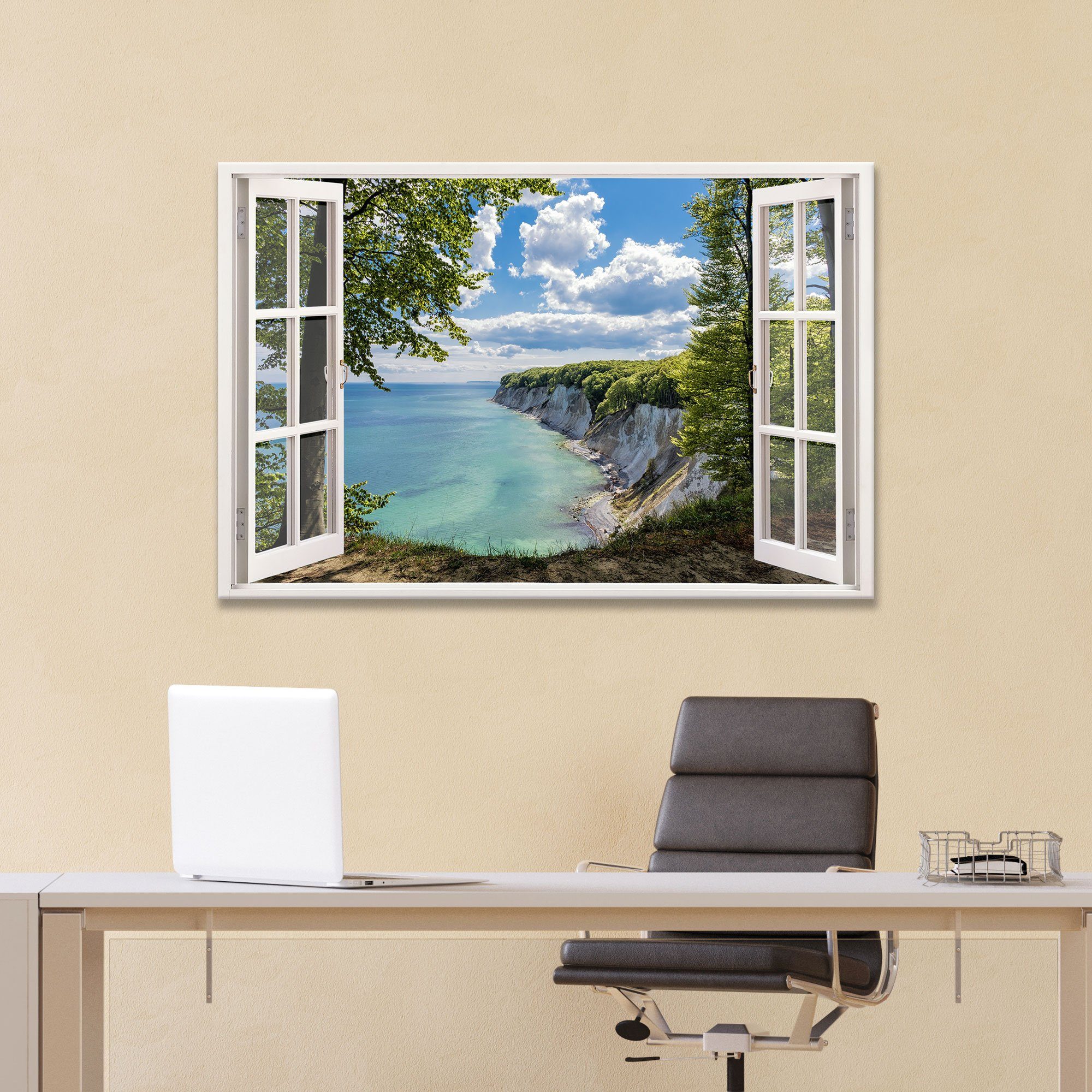 WallSpirit Leinwandbild "Fenster mit Aussicht", Meer günstig online kaufen