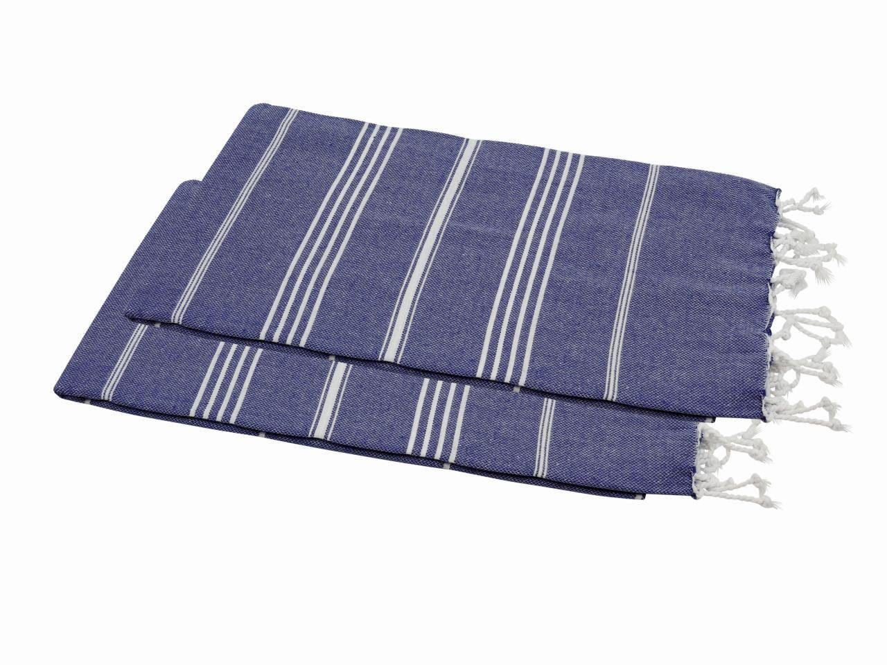 online my Hamam Hamamtuch Hamamtuch Set 2 Handtücher Stück marineblau Baumwolle Sultan, cm Strandtuch mit Hamam Fransen Set, Hamam 100x180 Saunahandtuch, (2-St)