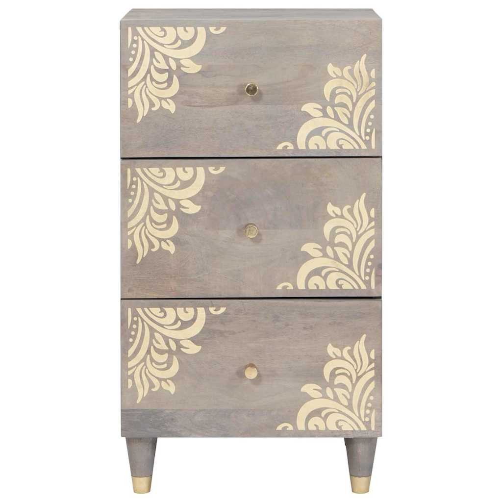 vidaXL Sideboard Sideboard Grau und Gold 40 x 33 x 75 cm Massivholz (1 St)