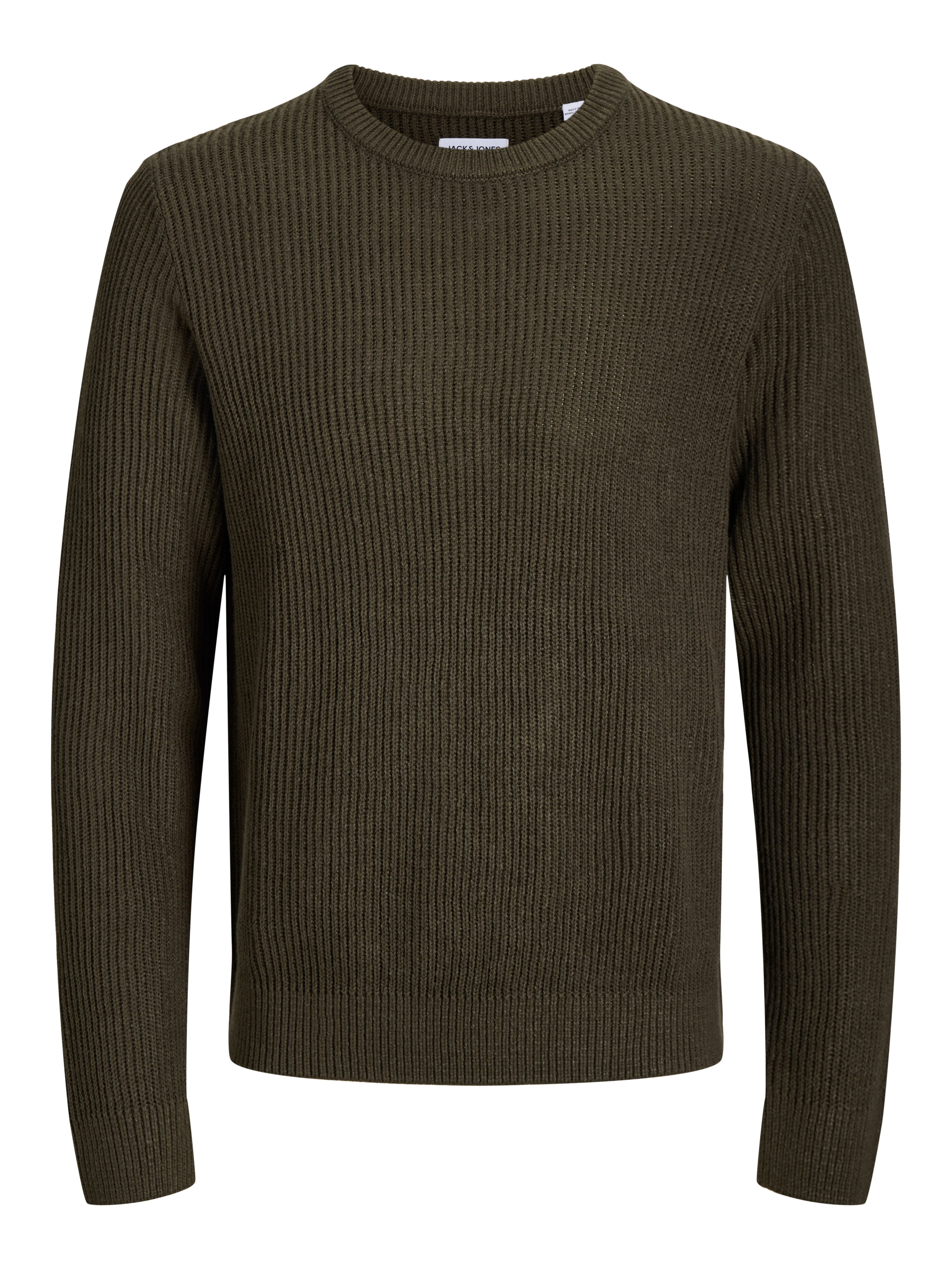 Jack & Jones Rundhalspullover JJPANNEL KNIT CREW NECK AW26 Materialmix, regular fit – Bild 5 von 5