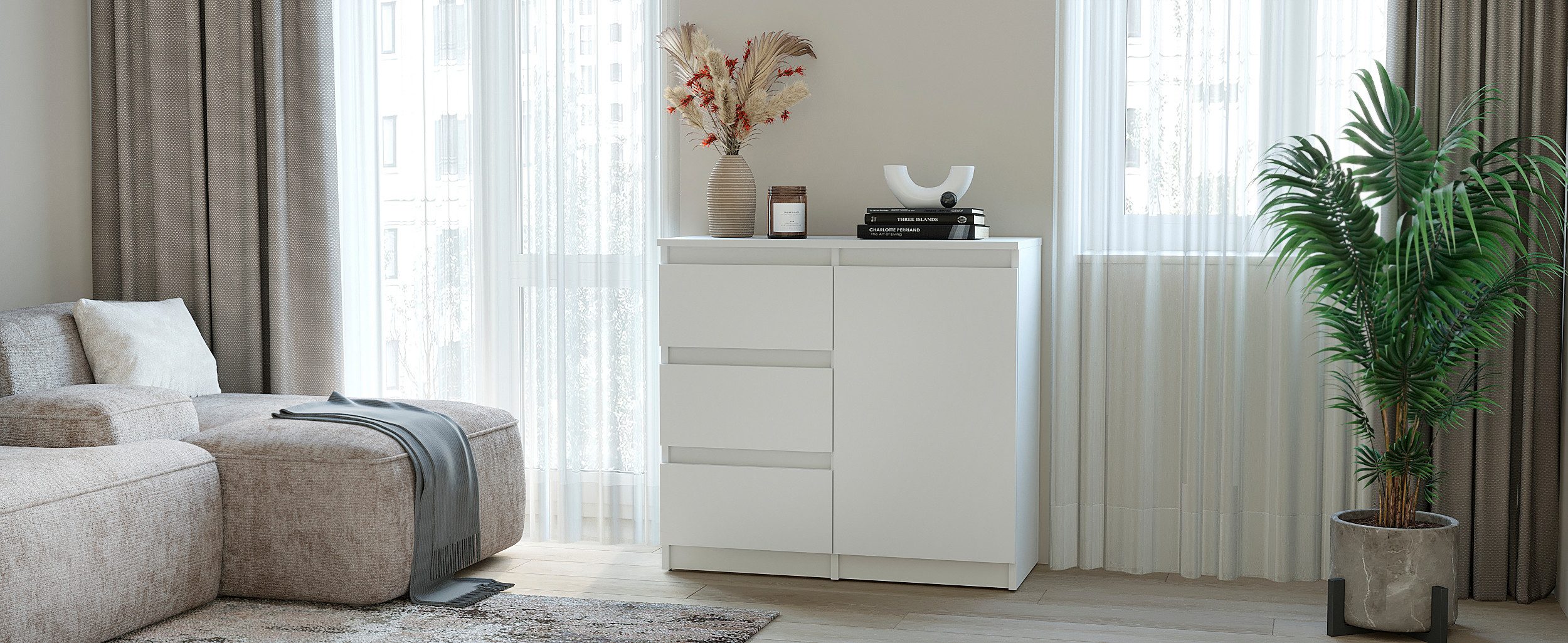 KOMTO Kommode Kommode mit 2/3 Schubladen und Türen – Sideboard PIKO – Bild 3 von 5