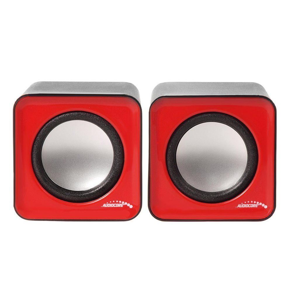 Audiocore AC870 Stereo, 2.0 PC-Lautsprecher (6 W, Lautstärkeregelung) Rot