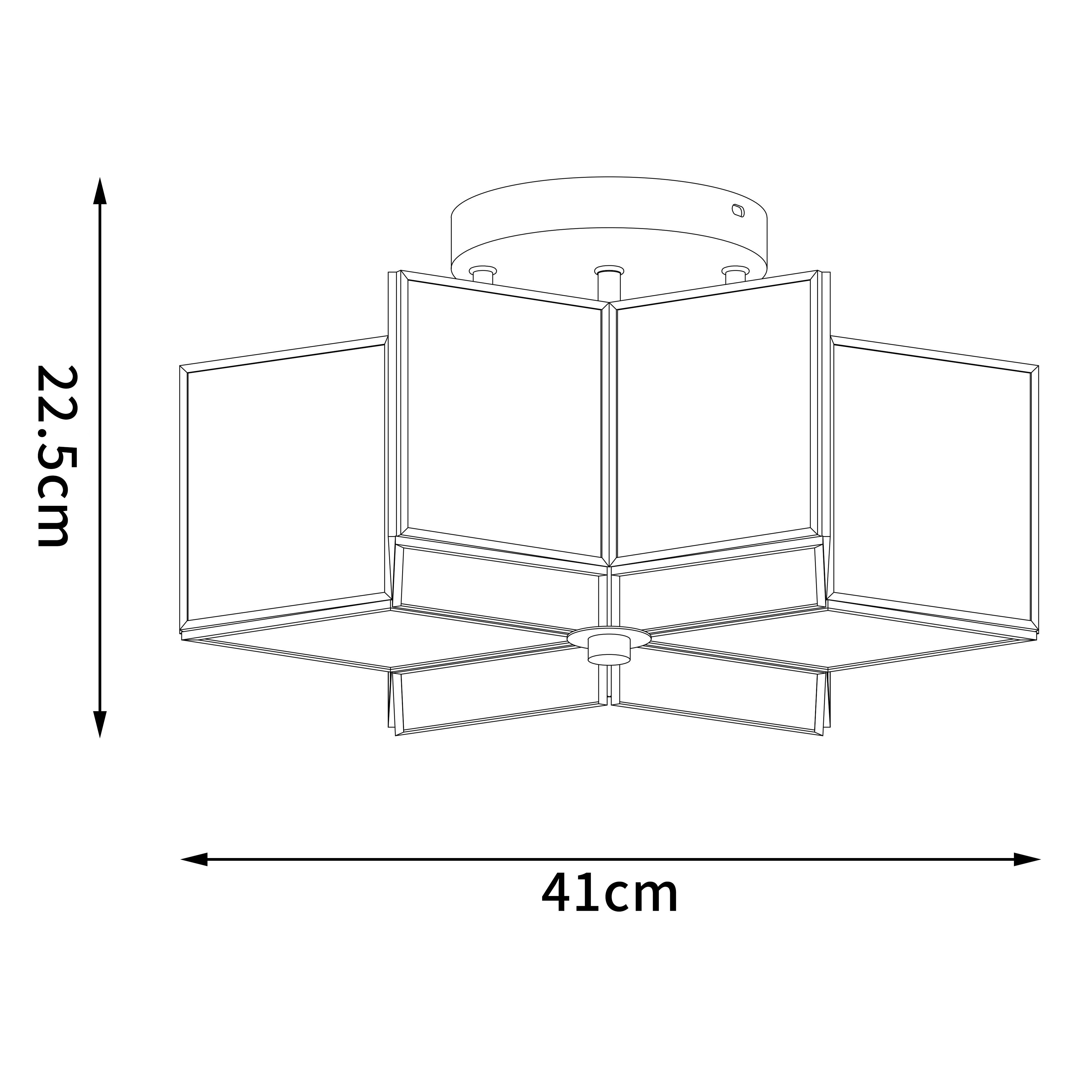 MLT&RIDDLE Deckenleuchte 2-Licht 41cm Einzigartige Sternförmige (8-Eck) Halbeinbau, ohne Leuchtmittel