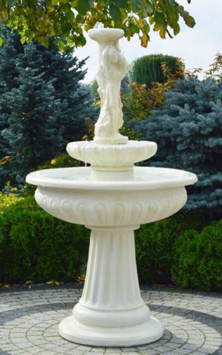 Casa Padrino Gartenbrunnen Jugendstil Springbrunnen Dame Weiß Ø 94 x H. 164 cm - Prunkvoller Gartenbrunnen - Gartendeko Brunnen - Barock & Jugendstil Garten Deko Accessoires