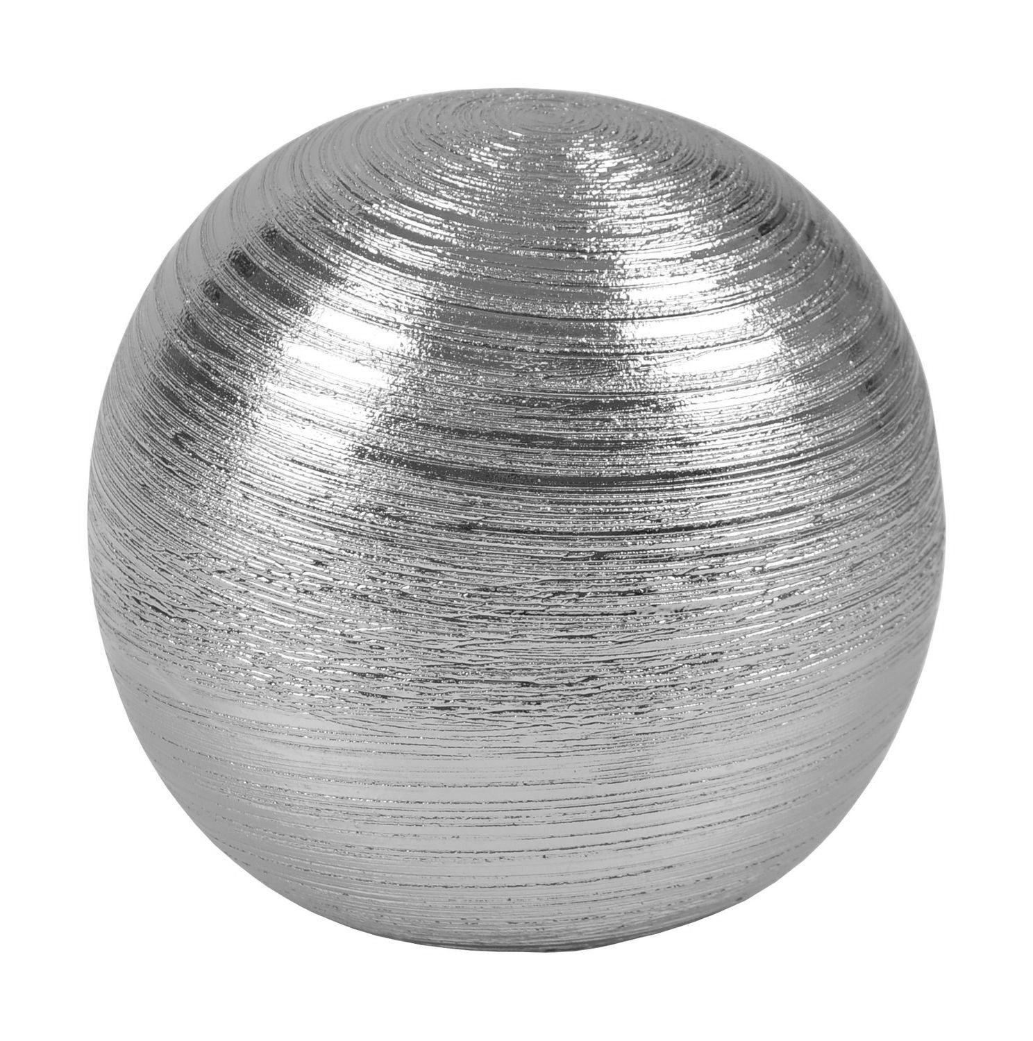 Dekofigur Dekokugel aus Keramik silber 12,5cm Tischdeko Silberkugel Dekofigur Ku