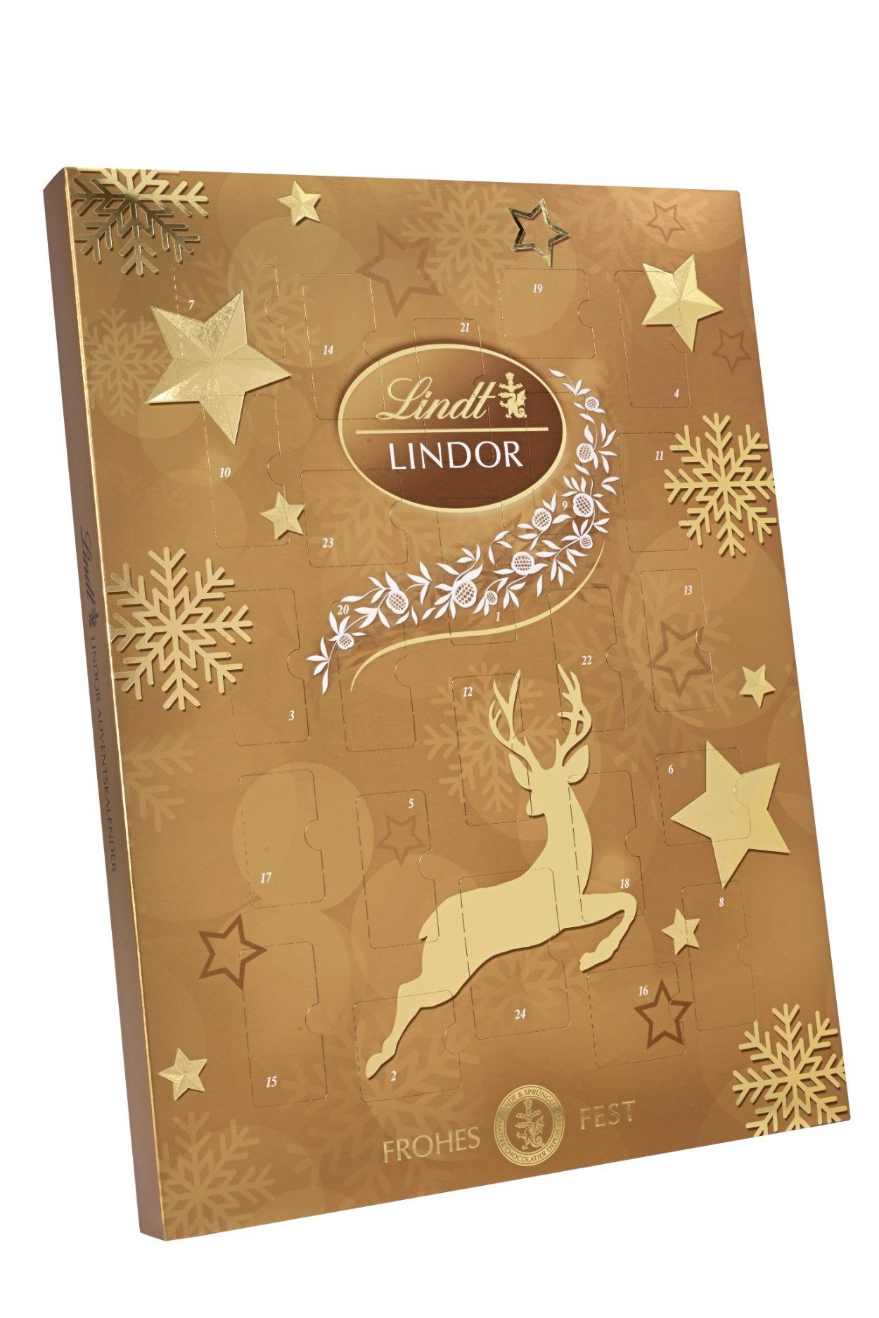 Lindt LINDOR Schokolade Adventskalender Pralinen Schokolade Weihnachten Geschenk 290g, 1 x 290 g, 24 St.