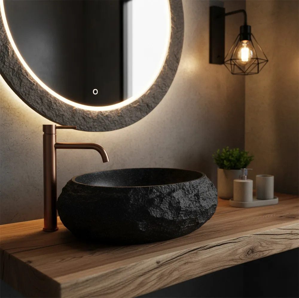 wohnwerk.idee Aufsatzwaschbecken aus Kompositstein, Designer Badwaschbecken 8 Farben – Bild 5 von 5